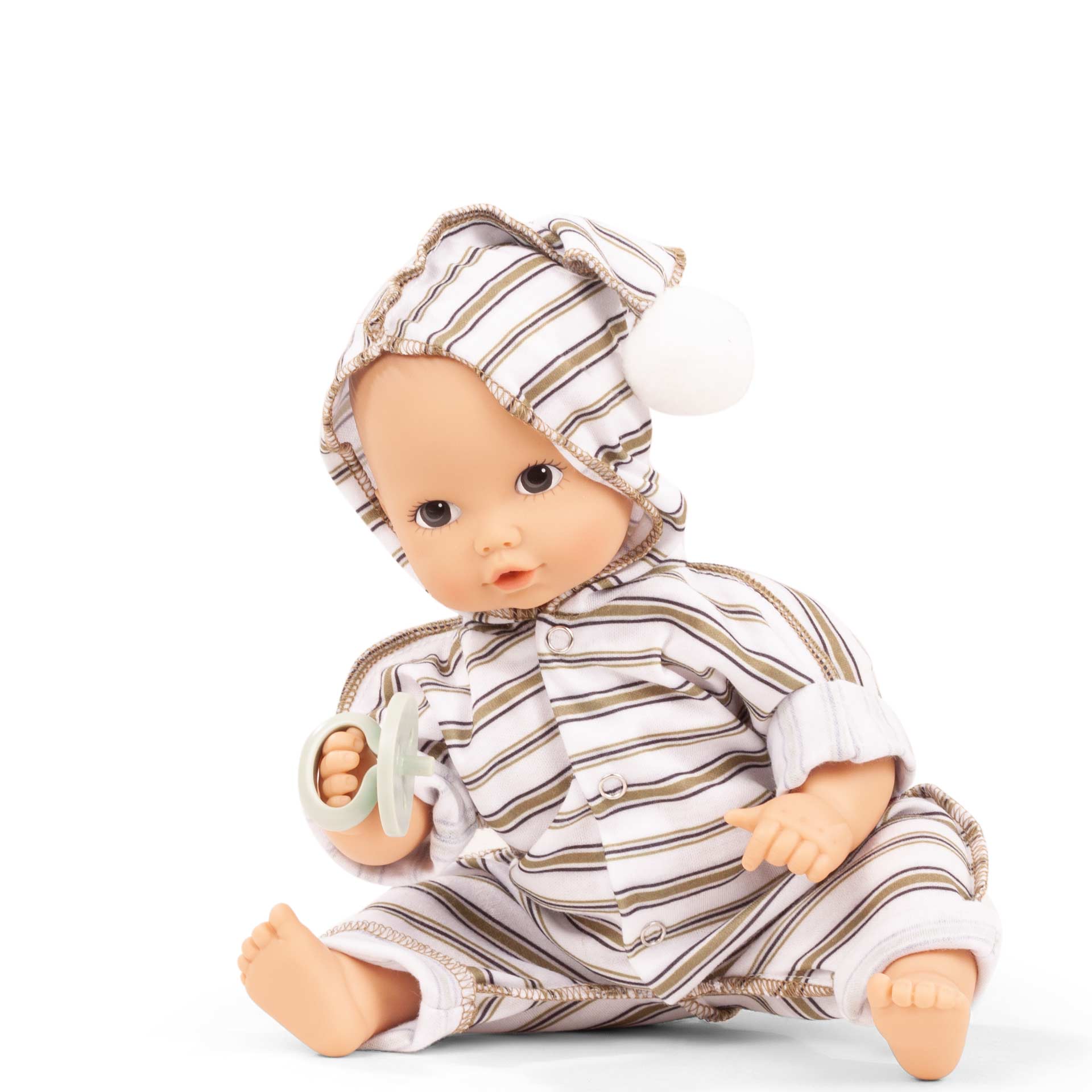 2453054-sleepy-aquini-urban-stripes-babypuppe-goetz sleepy-aquini-urban-stripes-babypuppe-goetz-topf-trinkflasche-schnuller-hut-anzug-strampler-gestreift-badepuppe-zipfelmuetze-schnuller