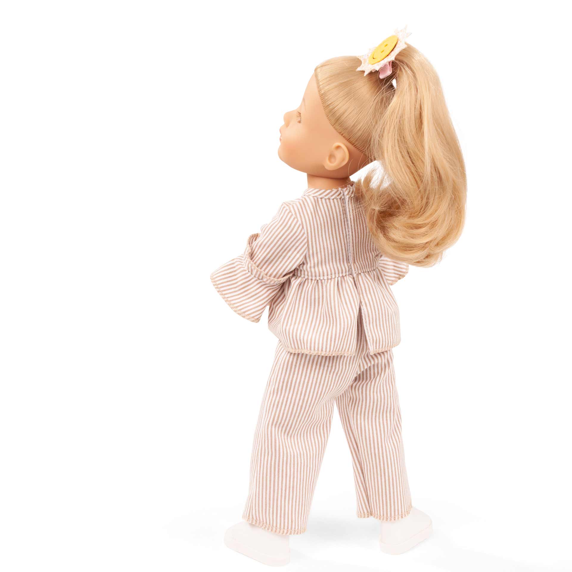 little-kidz-lotta-multigelenkstehpuppe-goetz-zweiteiler-volant-blond-sonnen-haargummi-chucks-stoffschuhe