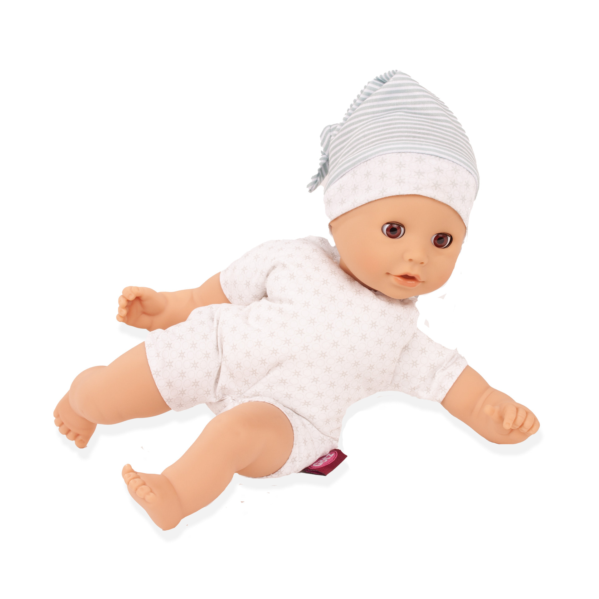 2416070-cosy-aquini-to-dress-babypuppe-badepuppe-goetz cosy-aquini-to-dress-babypuppe-badepuppe-goetz-muetze-schlafaugen-braune-augen-muetze