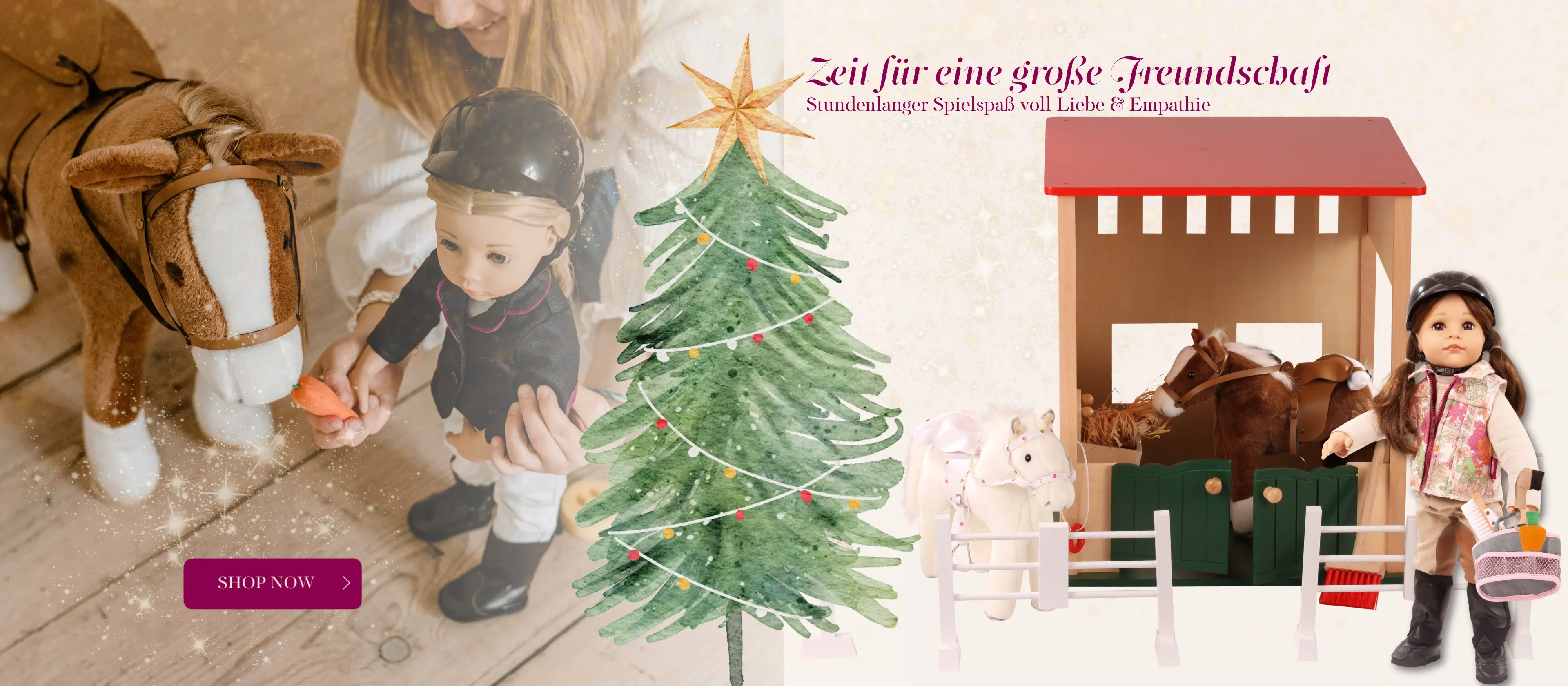 Stehpuppen im Reit- und Turnieroutfit mit Stall und Zubehoer von Goetz