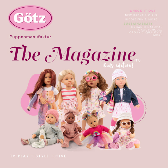 The Magazine No 8 Goetz Cover of Goetz Dolls Magazine No 8 with several standing dolls and baby dolls