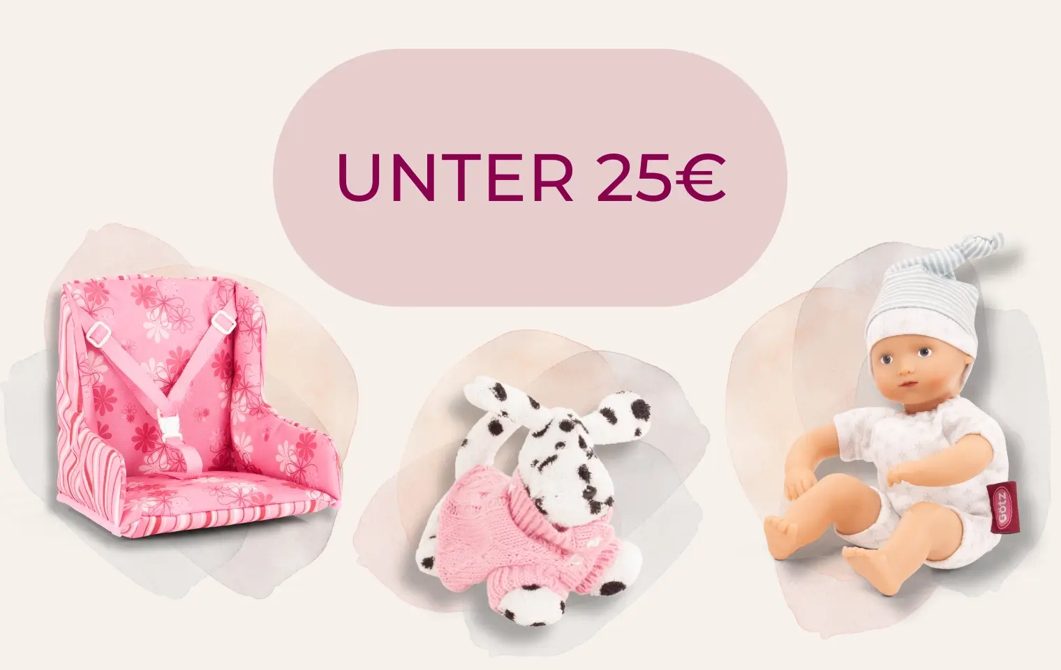 Babypuppe, Plueschhund und Puppenautositz – Geschenkideen fuer Kinder unter 25 Euro