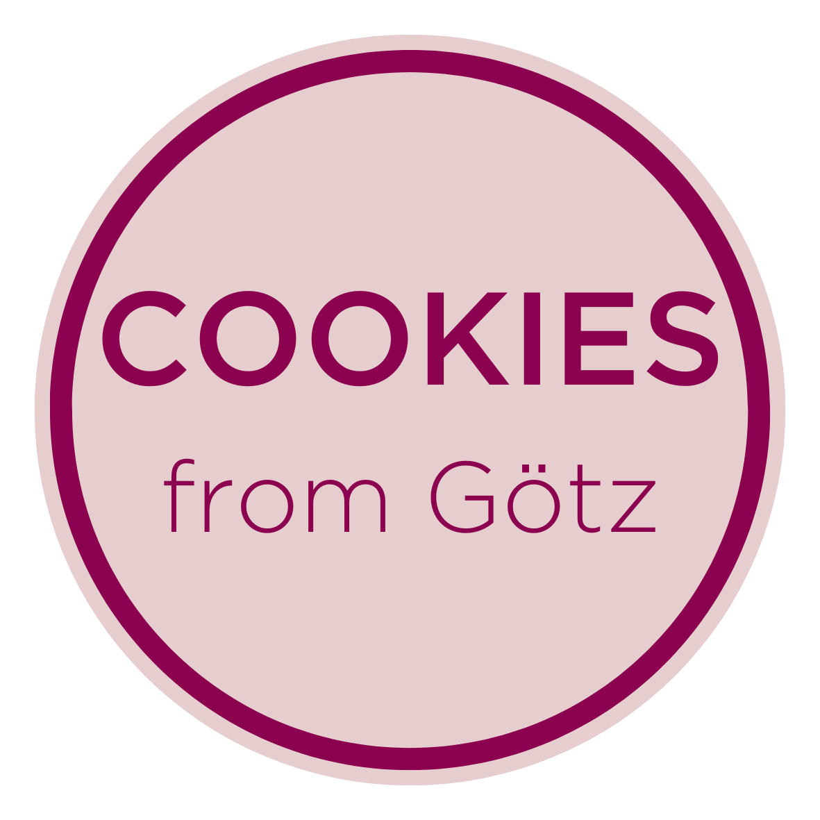 Cookies from Goetz Round logo with the inscription Cookies from Goetz on a pink background
