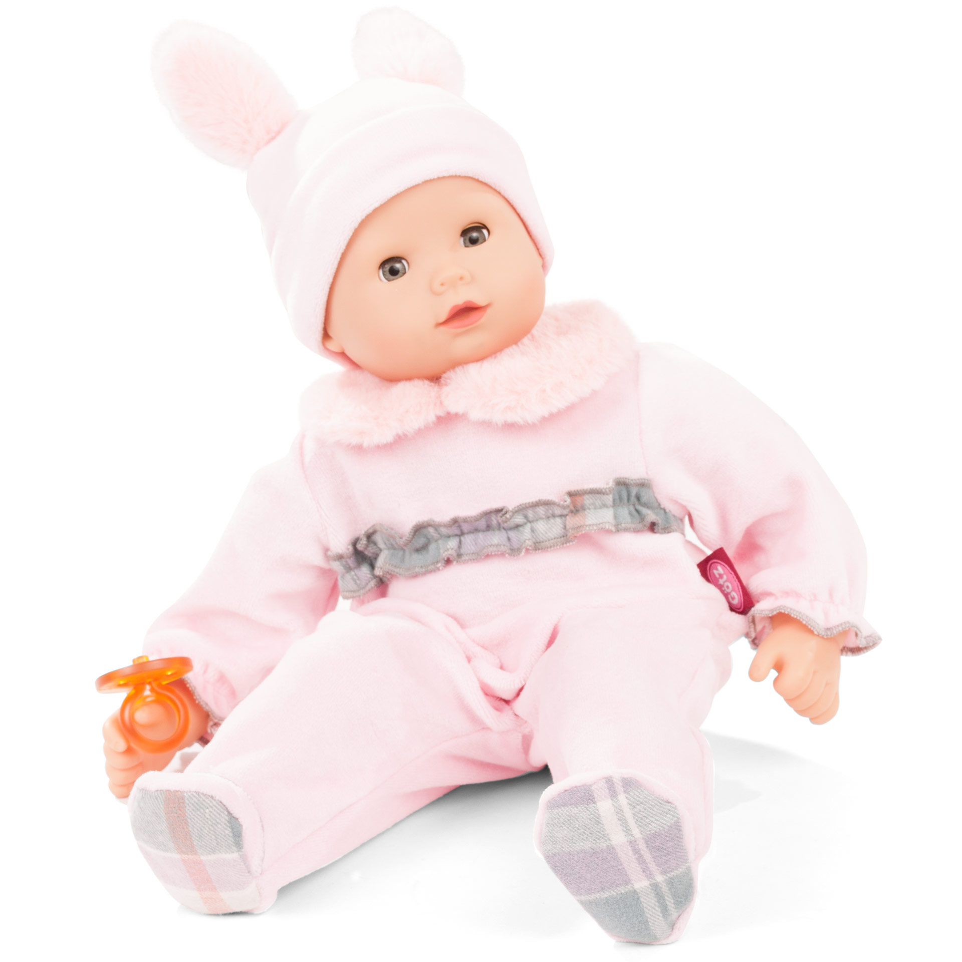 maxy-muffin-pastellino-babypuppe-goetz-nickianzug-hasenoutfit-plueschohren-muetze-schnuller-schlafaugen-weichkoerper