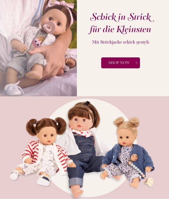 Kombis mit Strickjacke fuer Babypuppen in Gr. 30-33 cm von Goetz