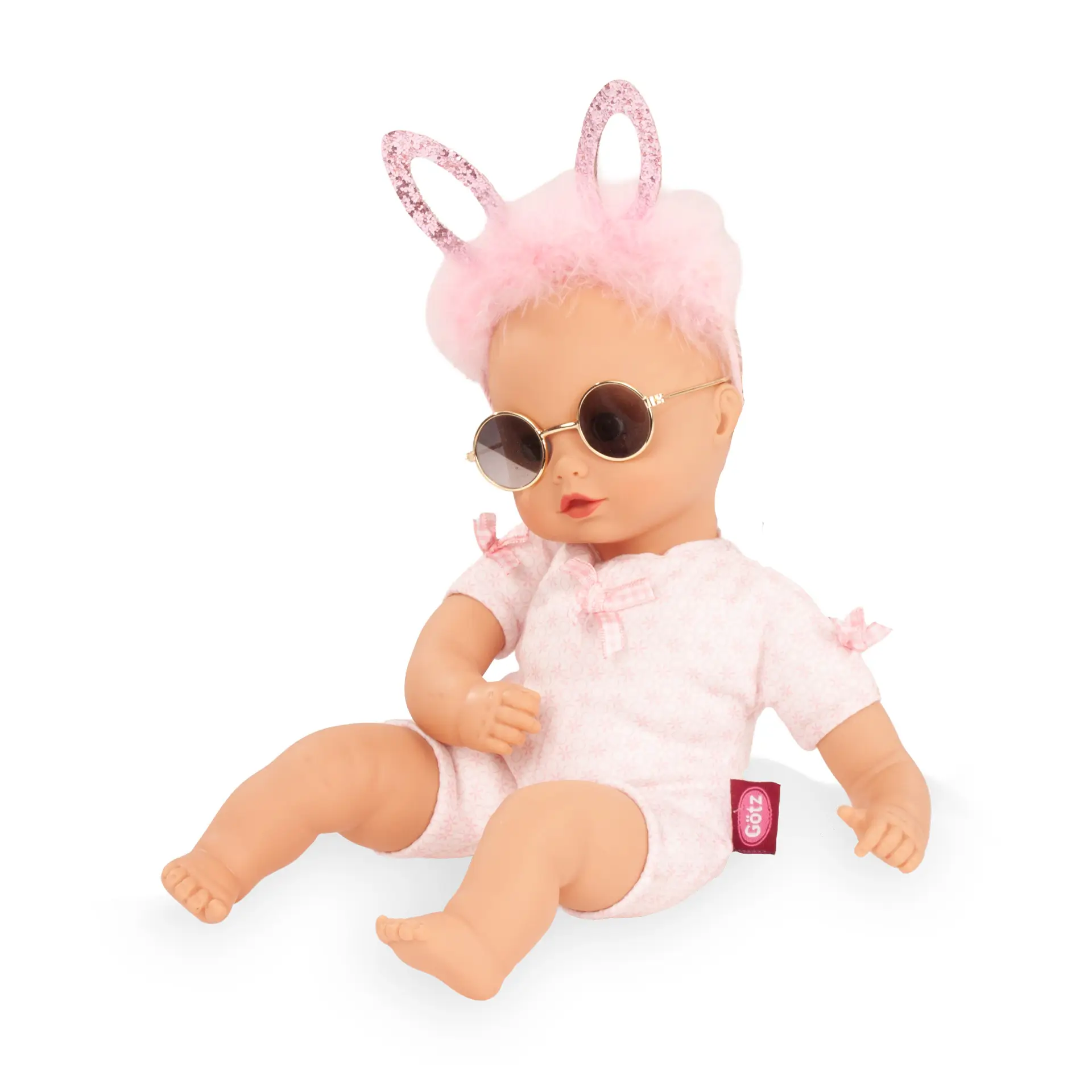 Babypuppe Gr. 33 cm mit Glitzer-Haarreifen und Nickelbrille von Goetz