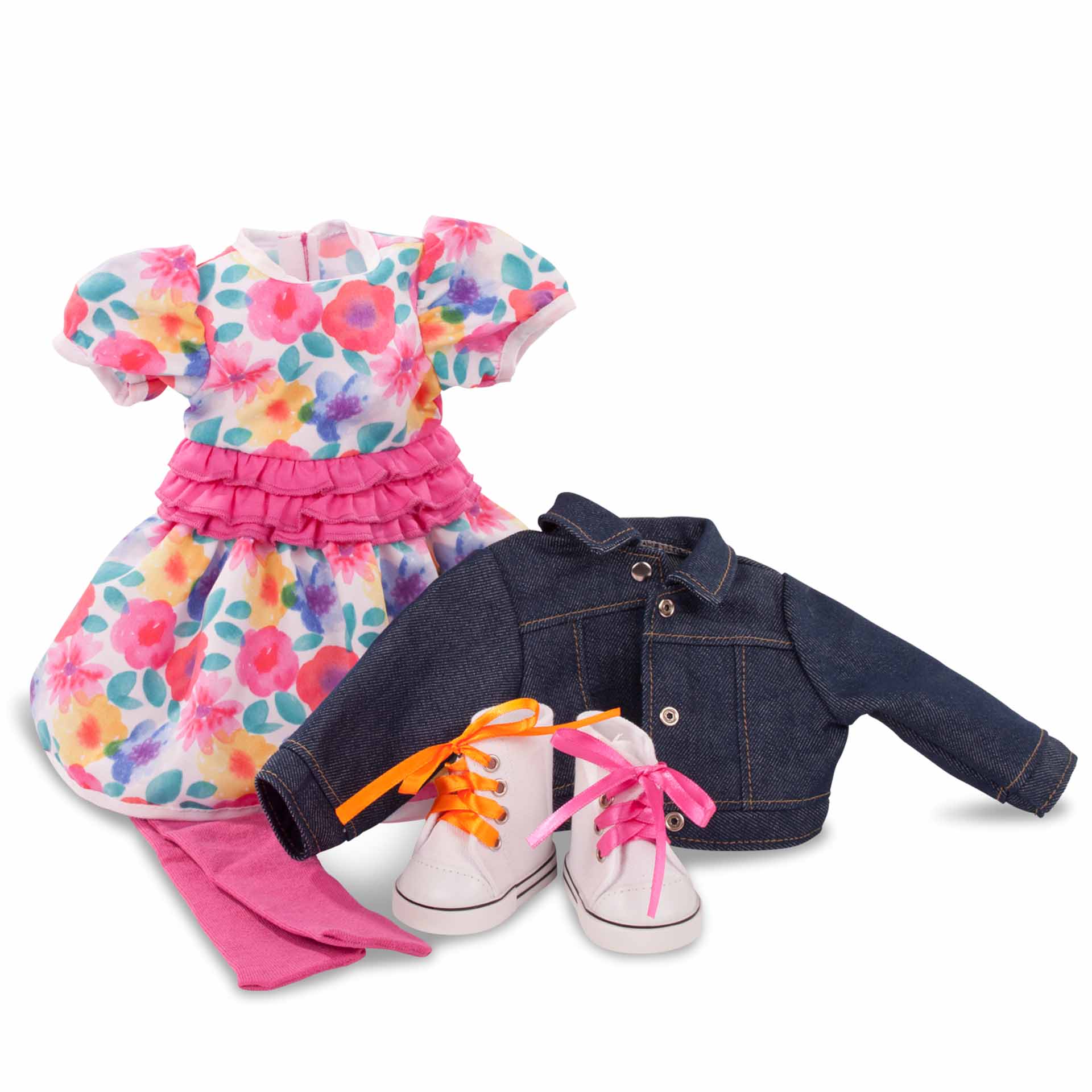 3403336-kombi-blumenfroh-bekleidung-goetz kombi-blumenfroh-bekleidung-goetz-blumenkleid-rueschenkleid-jeansjacke-chucks-stoffturnschuhe-strumpfhose