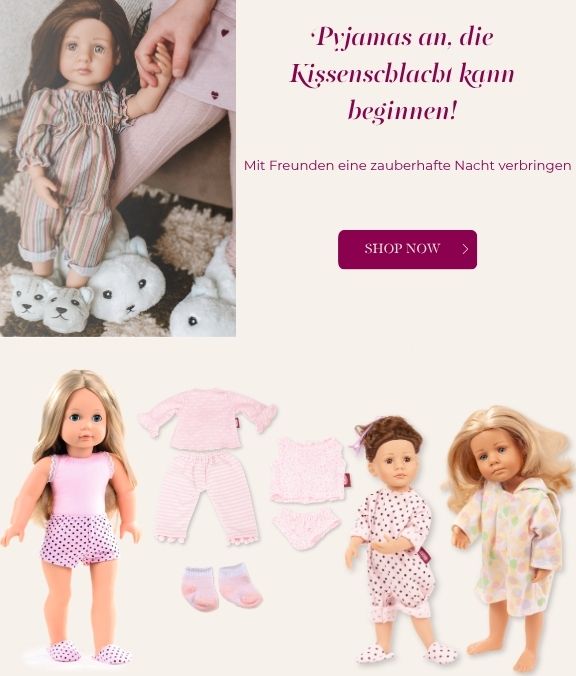 Alles für die Pyjama-Party für die Stehpuppen von Goetz