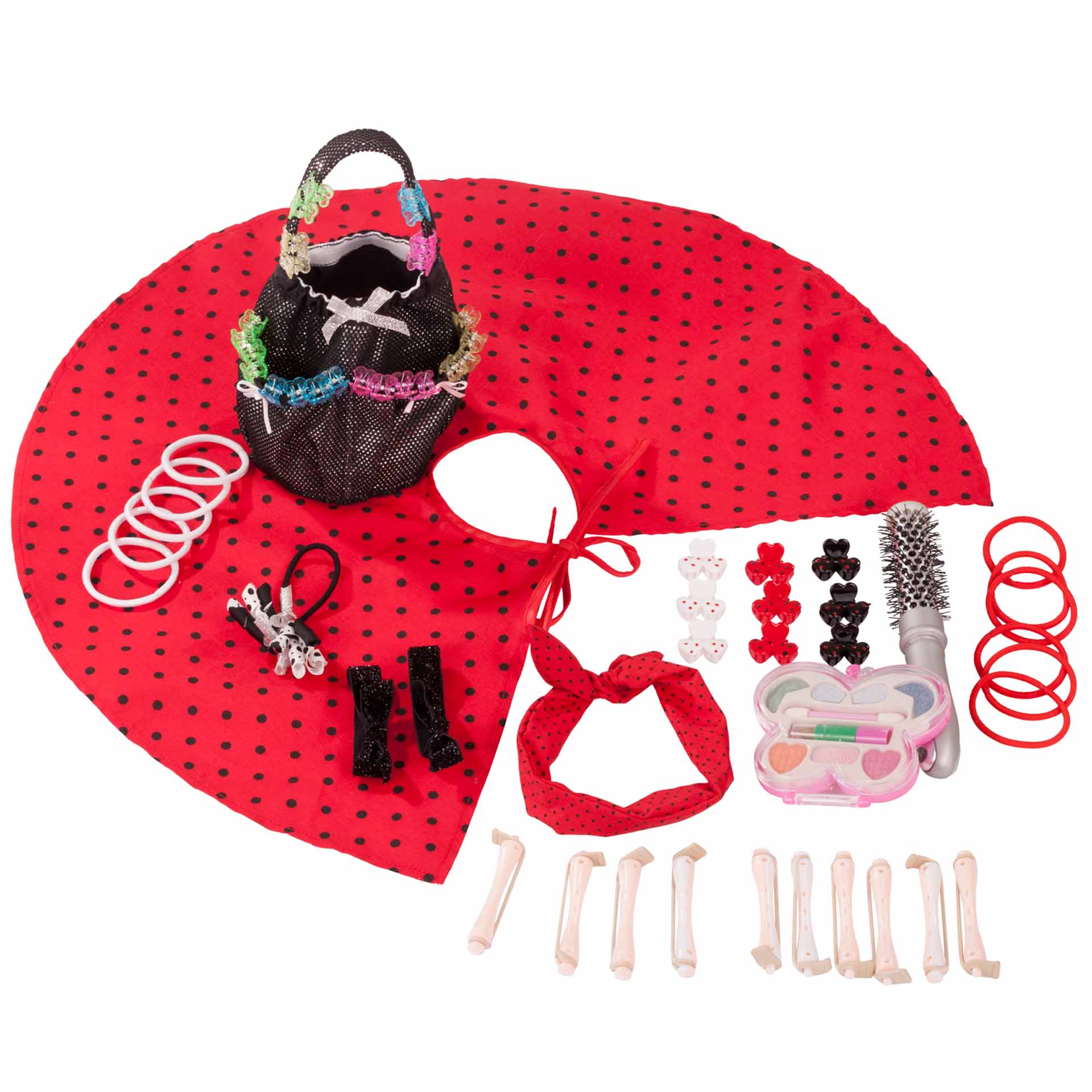 1992157-haarwerk-ladybug-goetz-zubehoer zubehoer-haare-frisieren-hairstyling-frisuren-zopfgummi-haarklammern-lockenwickler-frisierumhang-tasche-lockenbuerste-schminkset-schminke-goetz