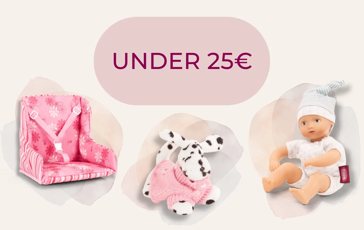 Baby doll, plush dog and doll car seat – gift ideas for kids under 25 euros