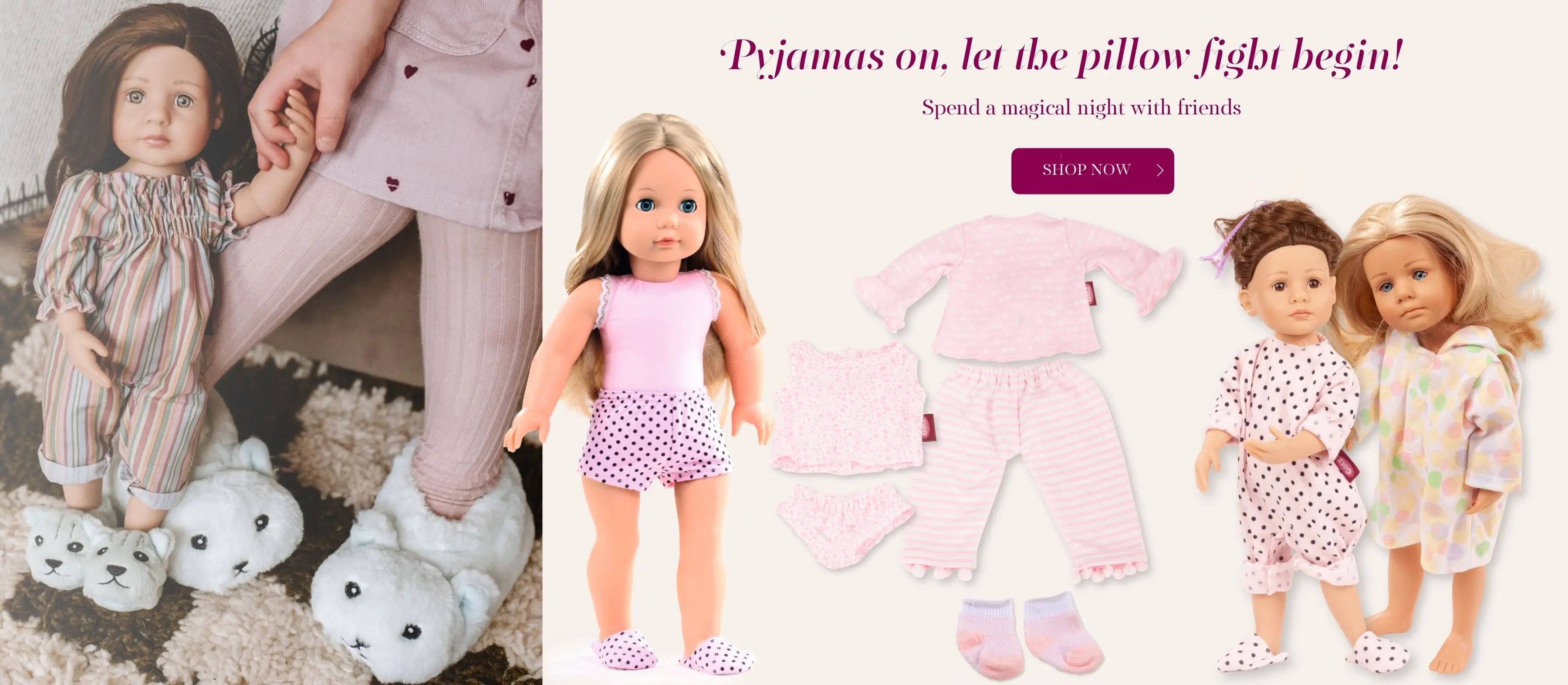 Alles für die Pyjama-Party für die Stehpuppen von Goetz