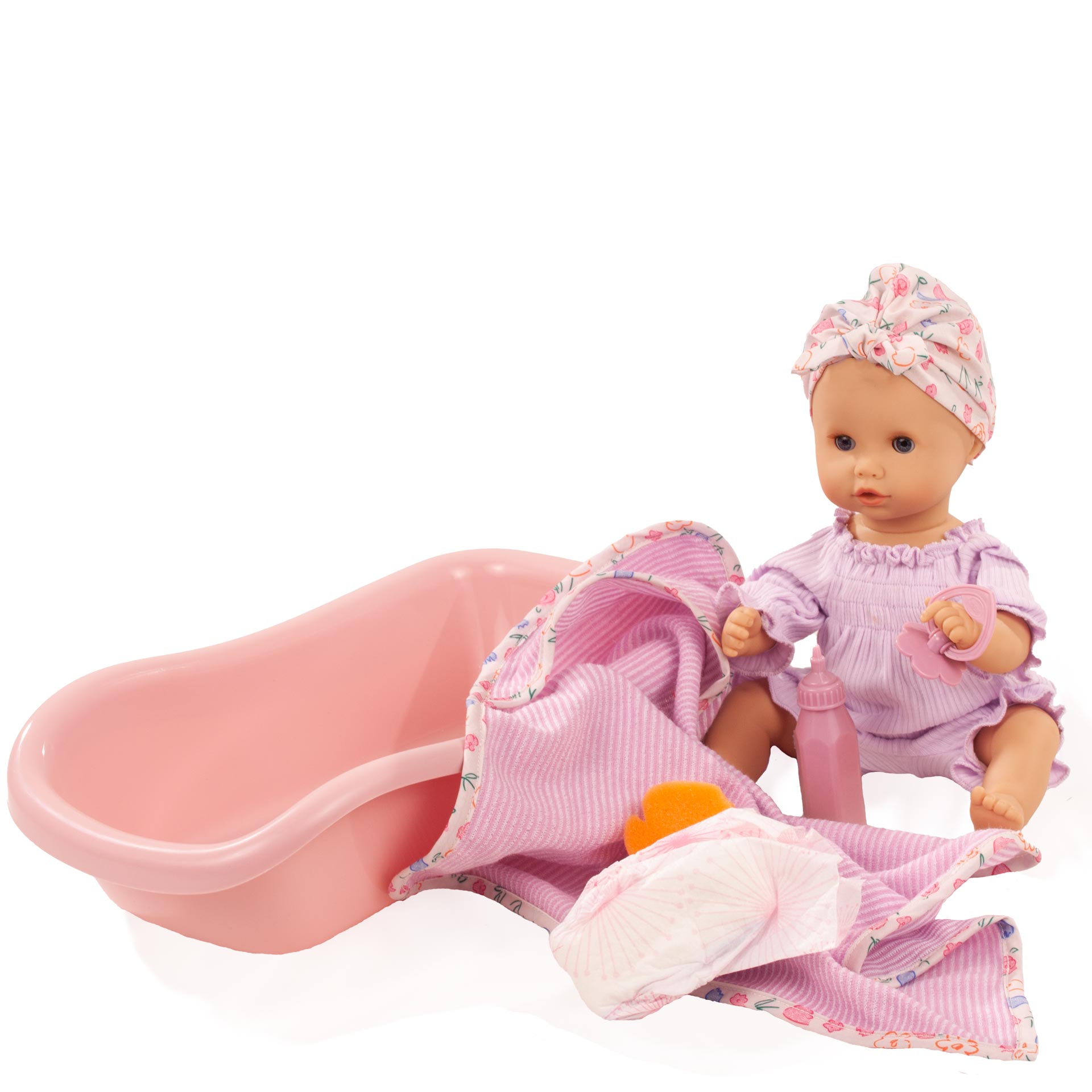 sleepy-aquini-bliblablume-babypuppe-badewanne-windel-handtuch-kopfbedeckung-flaeschchen-schnuller-zweiteiler-goetz