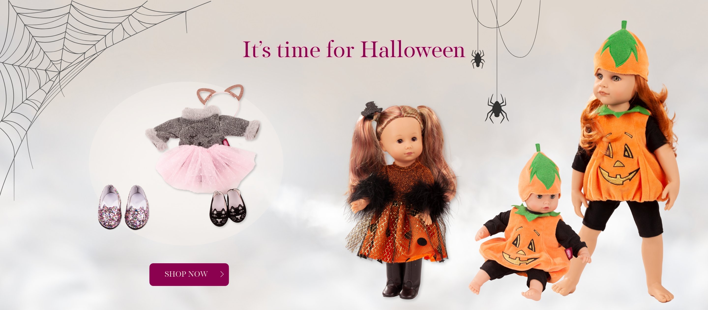 Stehpuppe, Kleidung und Zubehoer fuer Halloween von Goetz Stehpuppe in Gr. 27 cm und Kleidung und Zubehoer in Gr. 45-50 cm und 30-33 cm für Halloween von Goetz