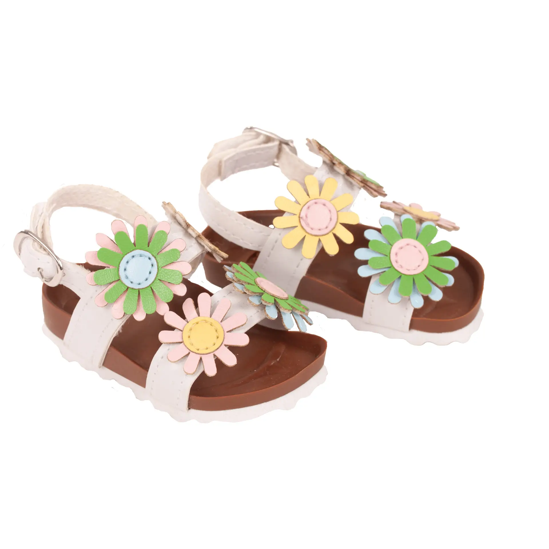 Sandalen mit Blumen-Applikation in rosa mit hellgruen von Goetz