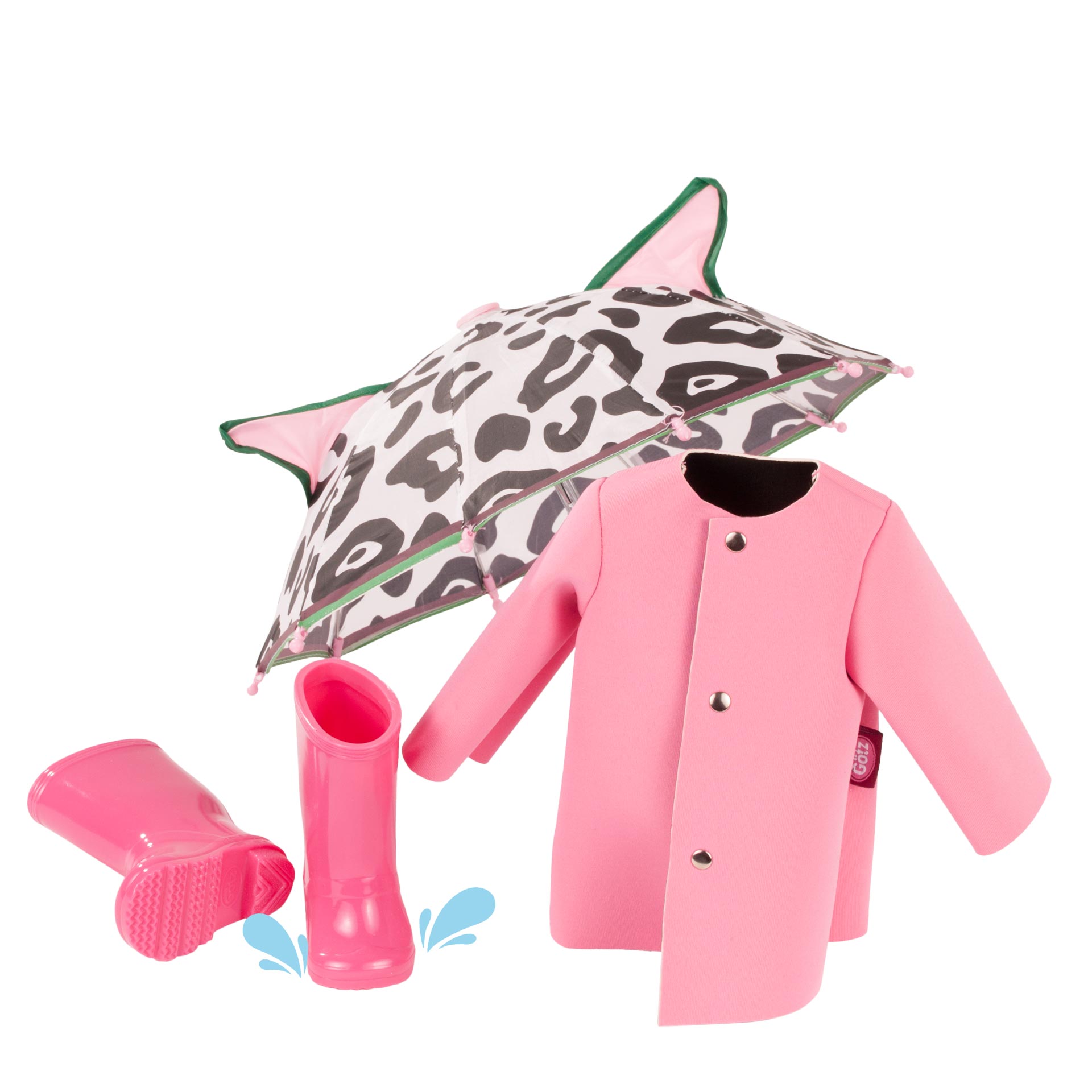 set-pink-rain-bekleidung-goetz-neoprenmantel-gummistiefel-regenschirm-regenmantel