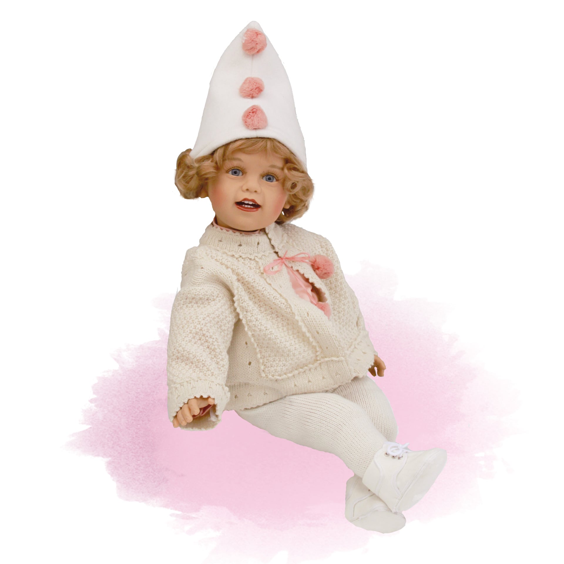 1121635-klara-skille-kuenstlerpuppe-goetz klara-skille-kuenstlerpuppe-goetz-echtlgasaugen-strickanzug-strickjacke-muetze-schuhe