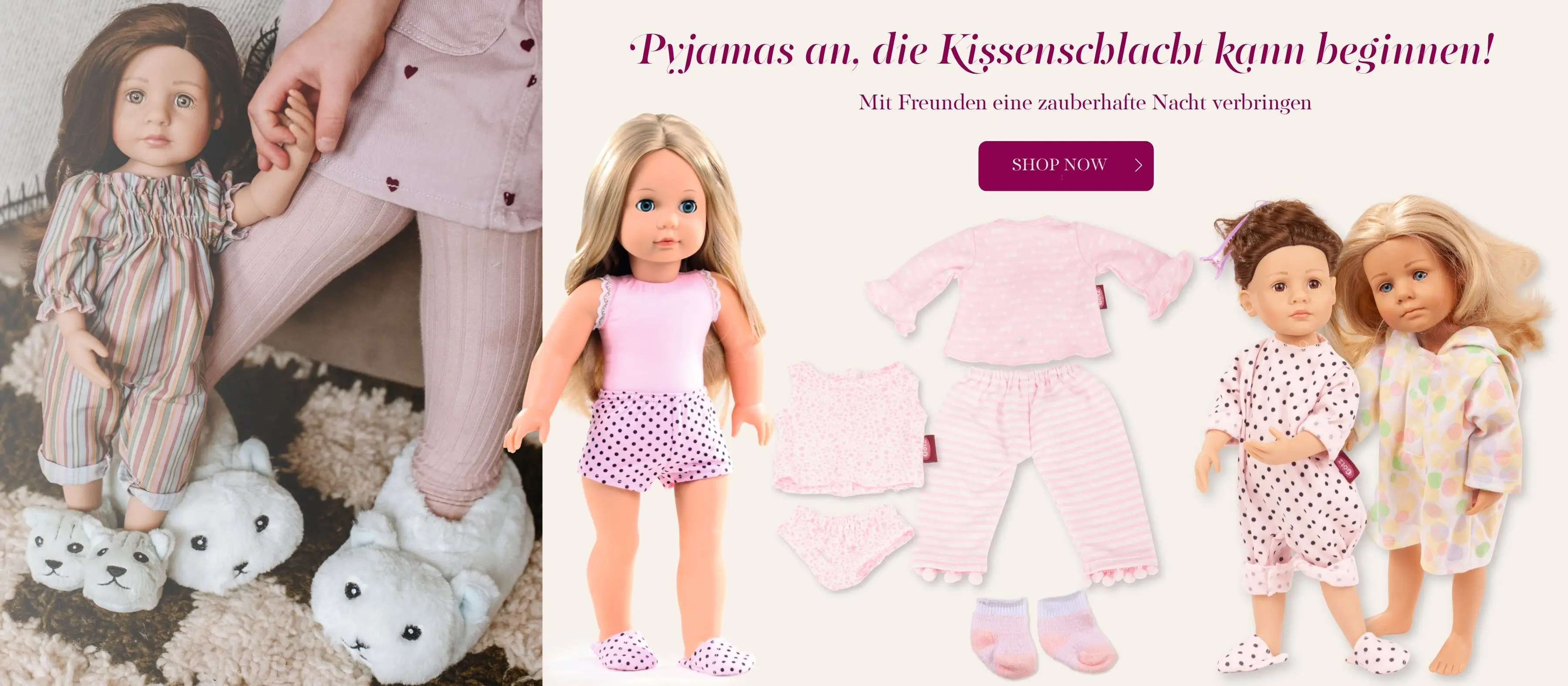 Alles für die Pyjama-Party für die Stehpuppen von Goetz