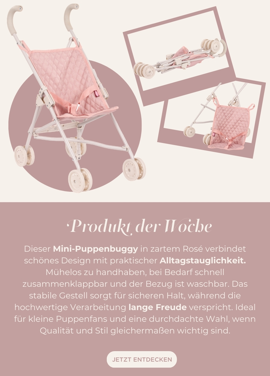 Minibuggy in zartem Rosa für alle Goetzpuppen von Goetz