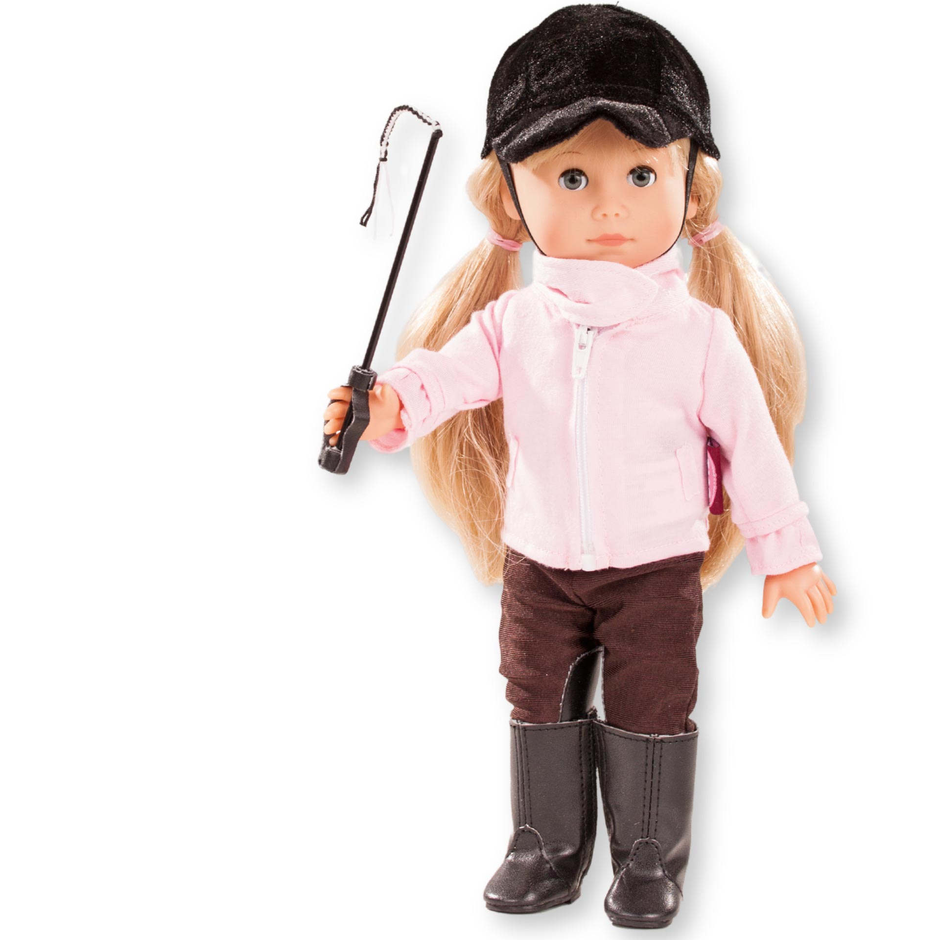 mia-reitet-aus-stehpuppen-goetz-gerte-reithose-reitstiefel-jacke-reitkappe-blond-langhaarig-schlafaugen