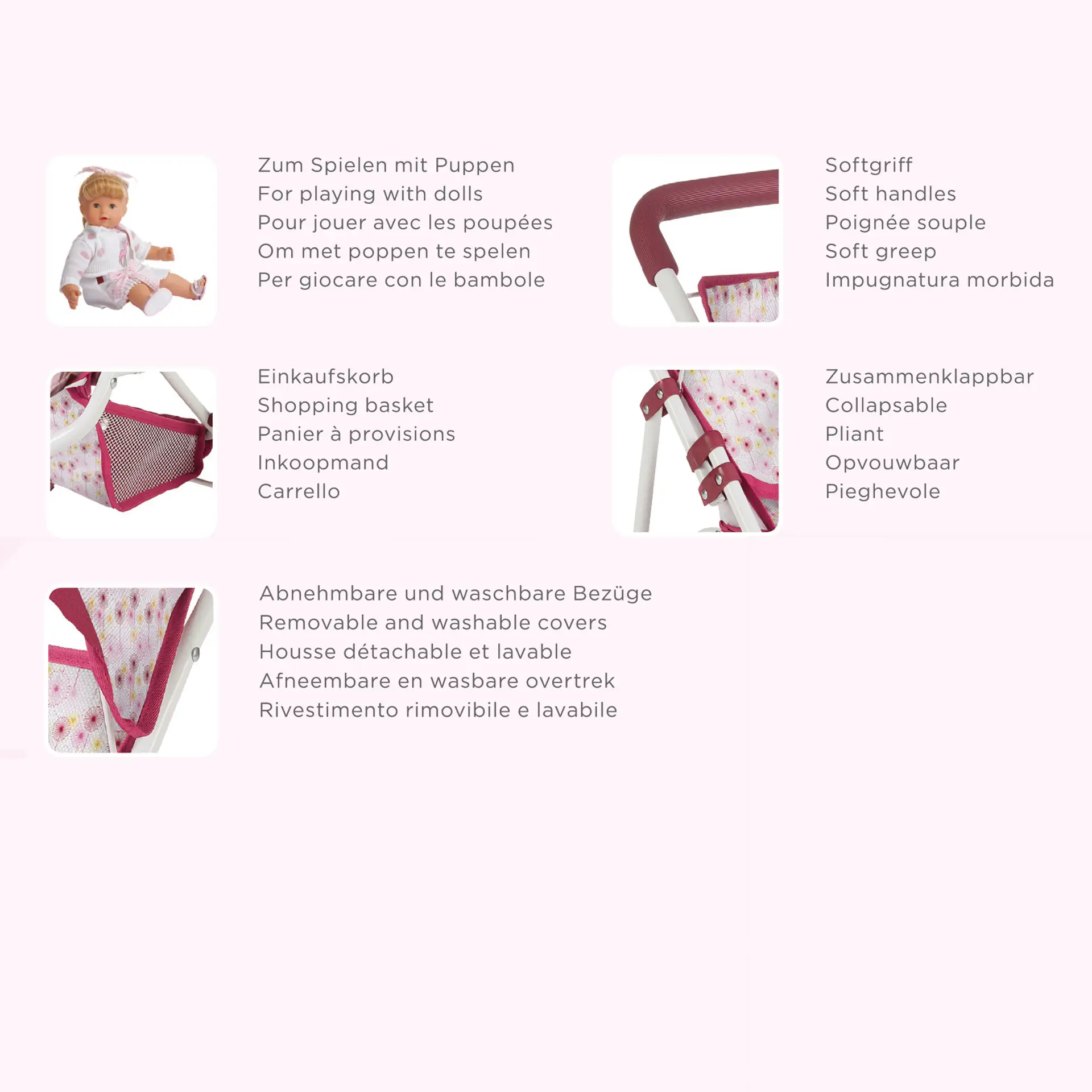 3402380-puppenbuggy-happy-flowers-goetz puppenbuggy-happy-flowers-goetz-informationen-klappbar-softgriff-geblumt