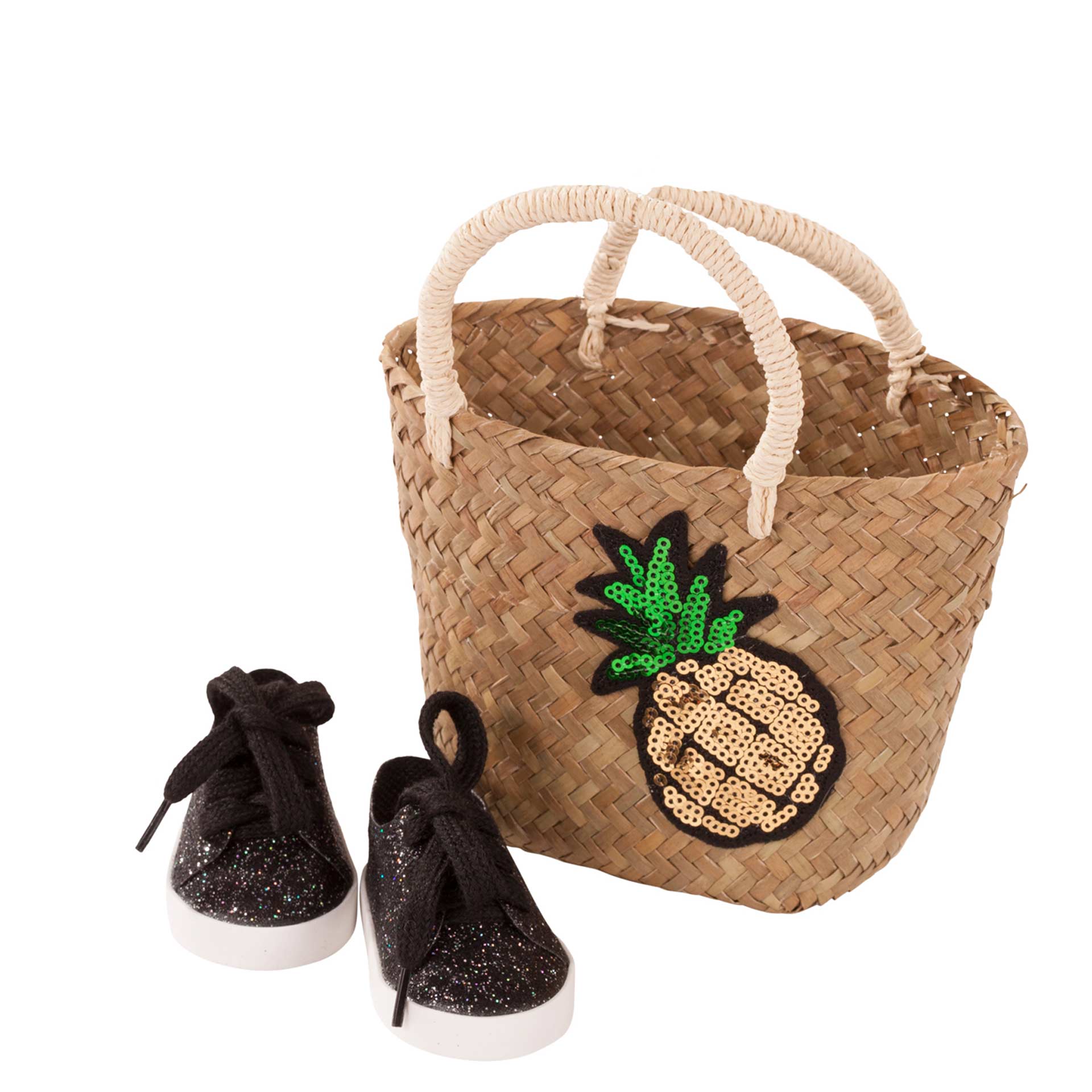 3403284-set-ananastasche-fruity-accessoires-goetz set-ananastasche-fruity-zuebehoer-goetz-basttasche-sneaker-glitzerschuhe