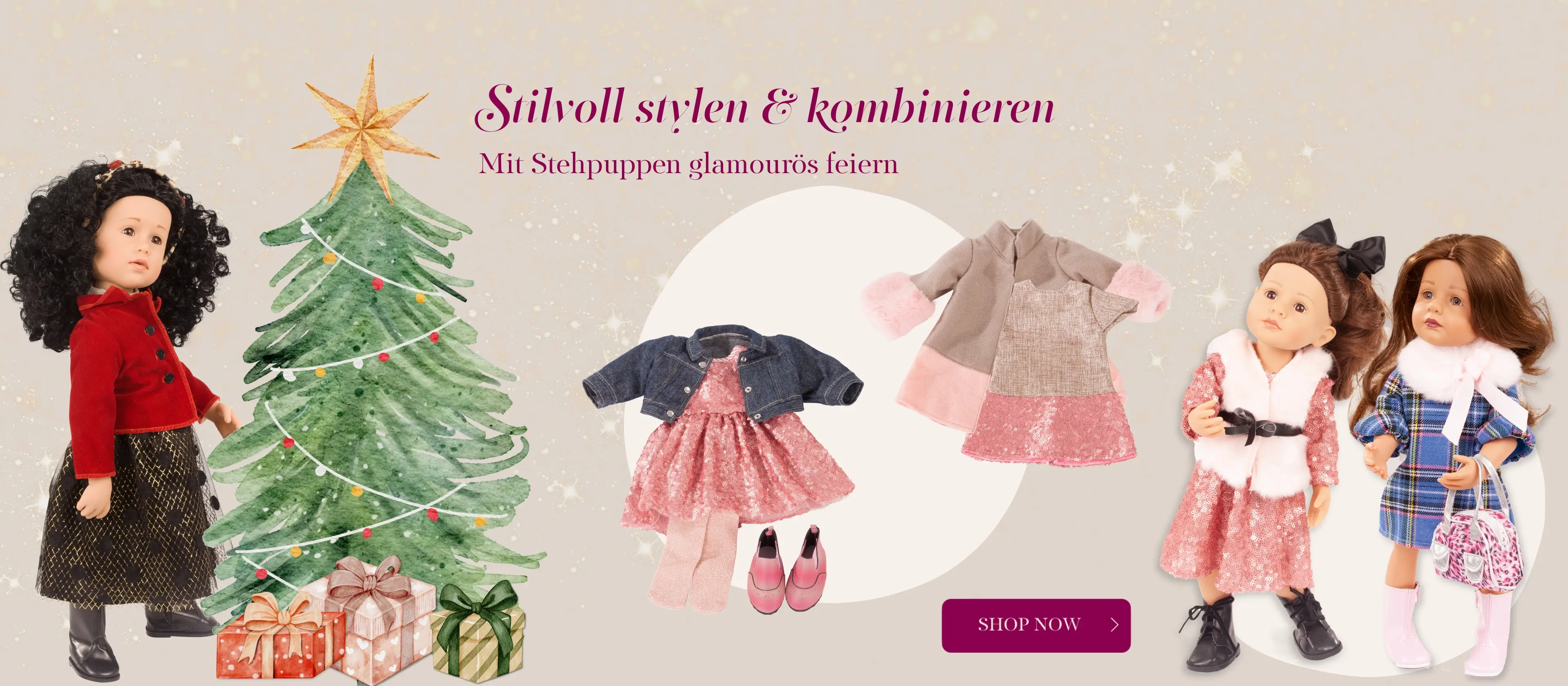 Edle Kleidung fuer Stehpuppen fuers Weihnachtsfest von Goetz