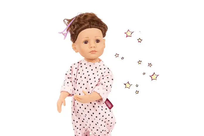 little-kidz-to-dress-stehpuppe-multigelenkstehpuppe-overall-rosa-schwarz-gepunktet-hausschuhe