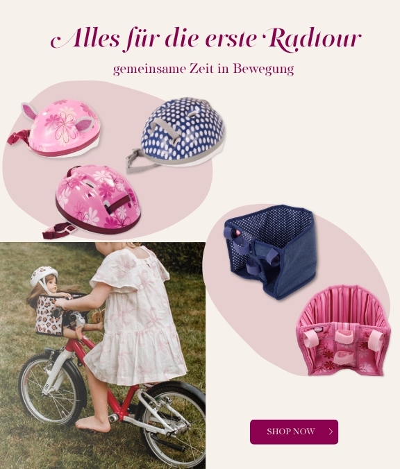 Radhelme für Baby- und Stehpuppen und Radsitze in verschiedenen Designs von Goetz