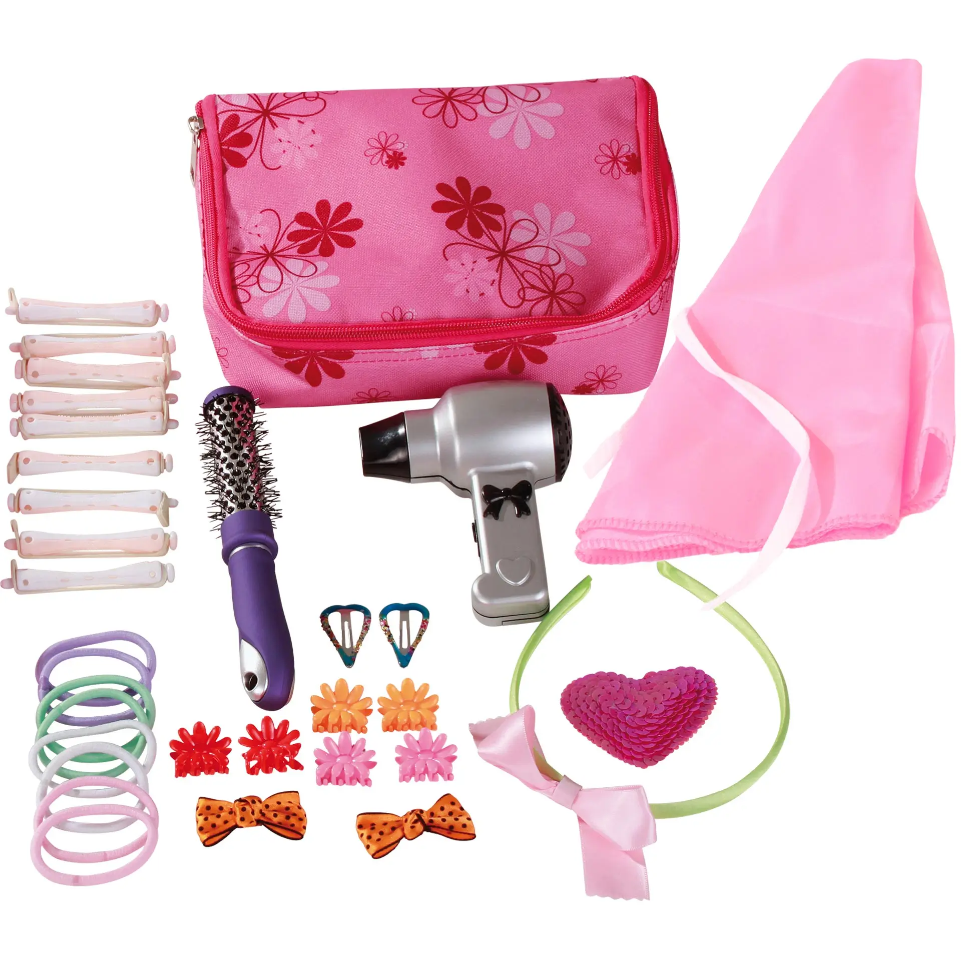 3402239-hairstylist-stylingset-accessoires-goetz 3402239-hairstylist-stylingset-accessoires-goetz-foehn-lockenbuerste-haarreif-haarspange-frisierumhang-lockenwickler-haargummis-haarklammern-frisiertasche