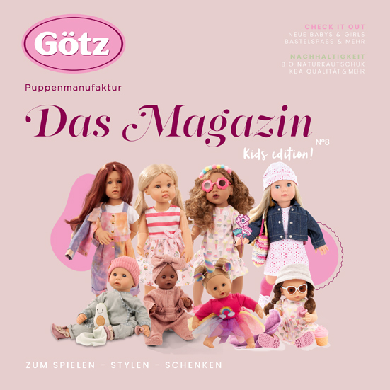 Das Magazin Nr 8 Goetz Cover des Goetz Puppen Magazins Nr 8 mit mehreren Stehpuppen und Babypuppen