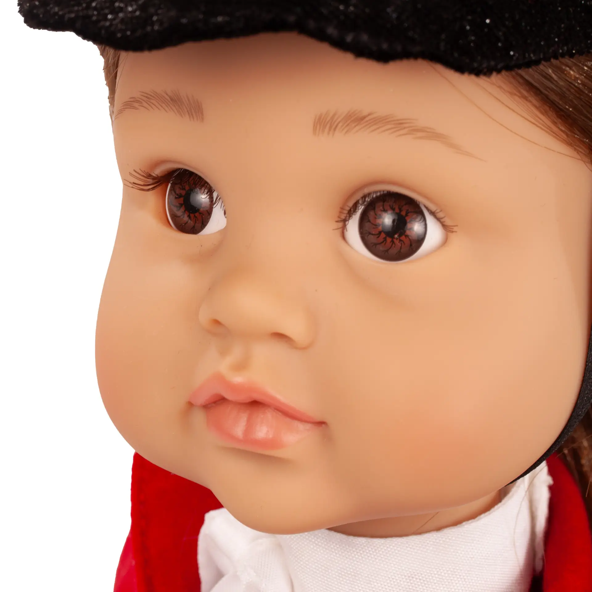 Portrait von Stehpuppe Gr. 36 cm mit braunen Augen und braunem Haar von Goetz