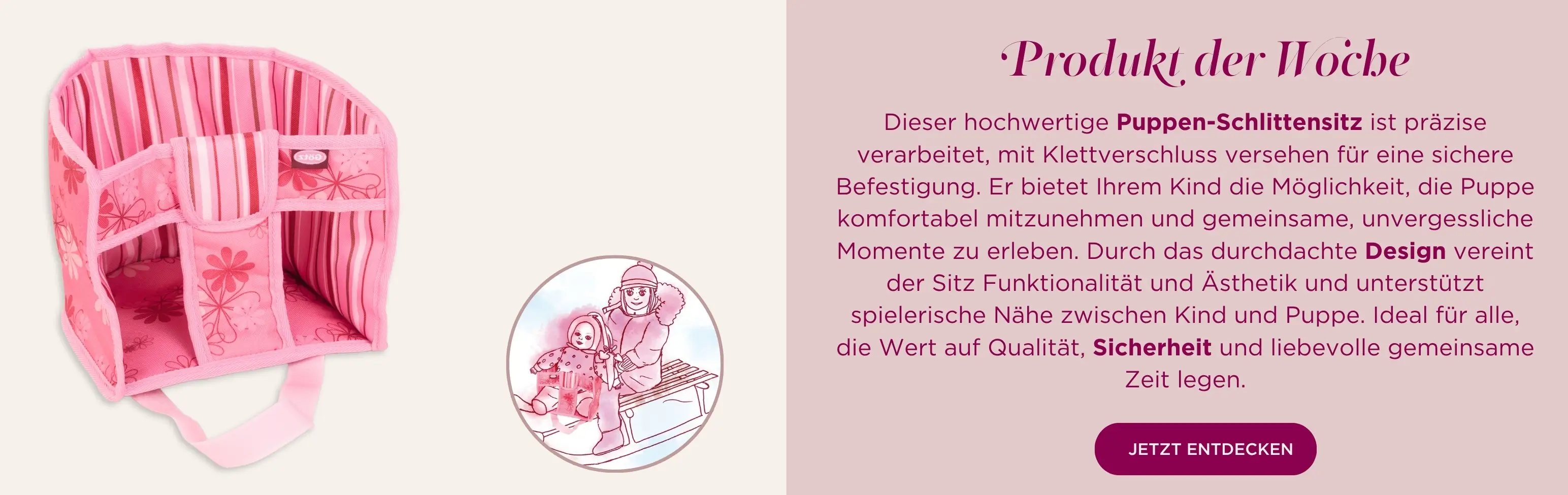 Schlittensitz fuer Stehpuppen und Babypuppen von Goetz
