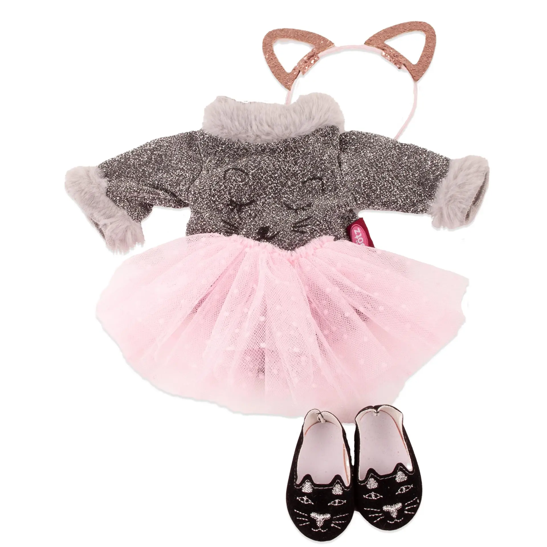 3403335-kombi-cat-bekleidung-goetz kombi-cat-bekleidung-goetz-haarreif-ballerinas-katzenmotiv-tuellrock-glitzerbody-plueschaermel