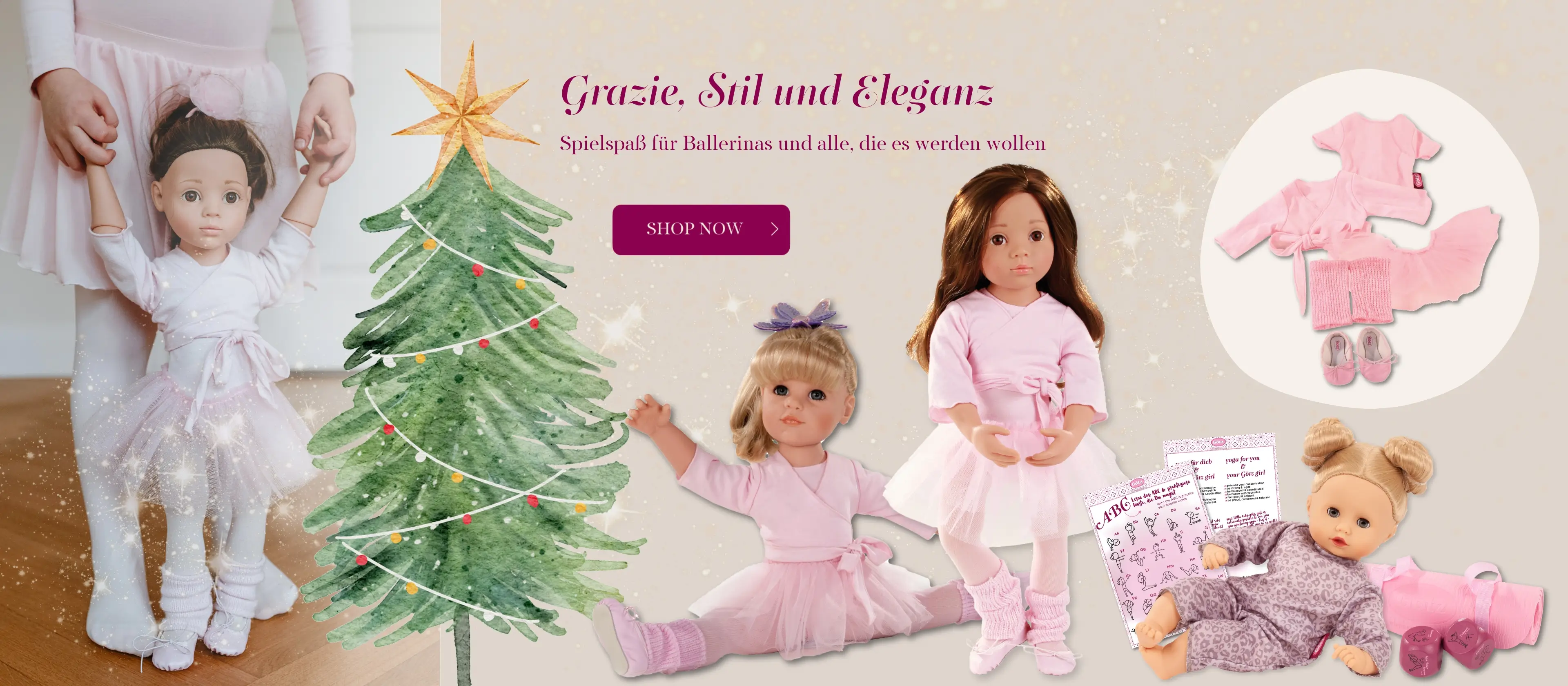 Stehpuppen als Ballerinas und Ballettzubehoer für Baby- und Stehpuppen von Goetz