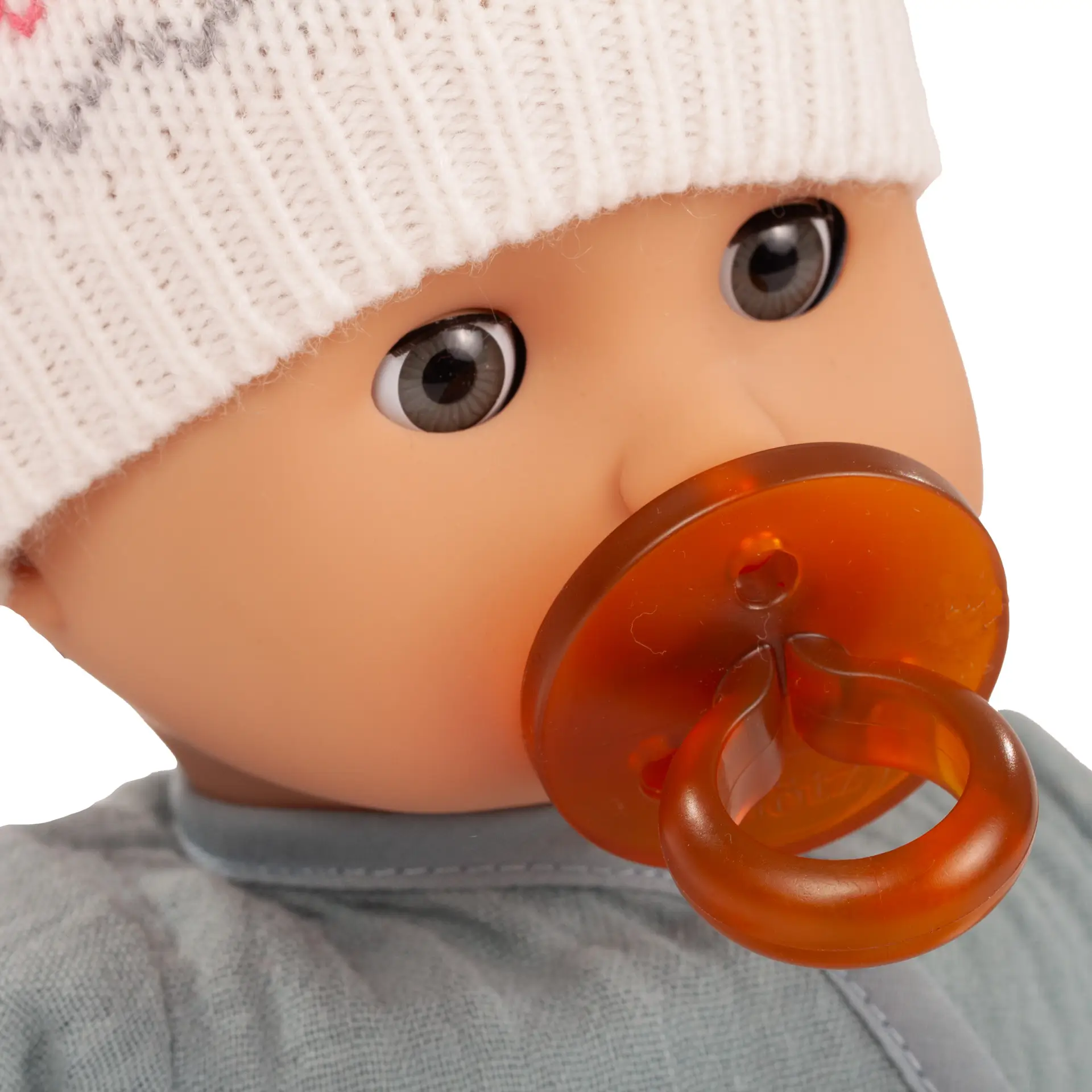 Portrait von Babypuppe Gr. 33 cm mit blauen Schlafaugen, ohne Haare und Schnuller von Goetz