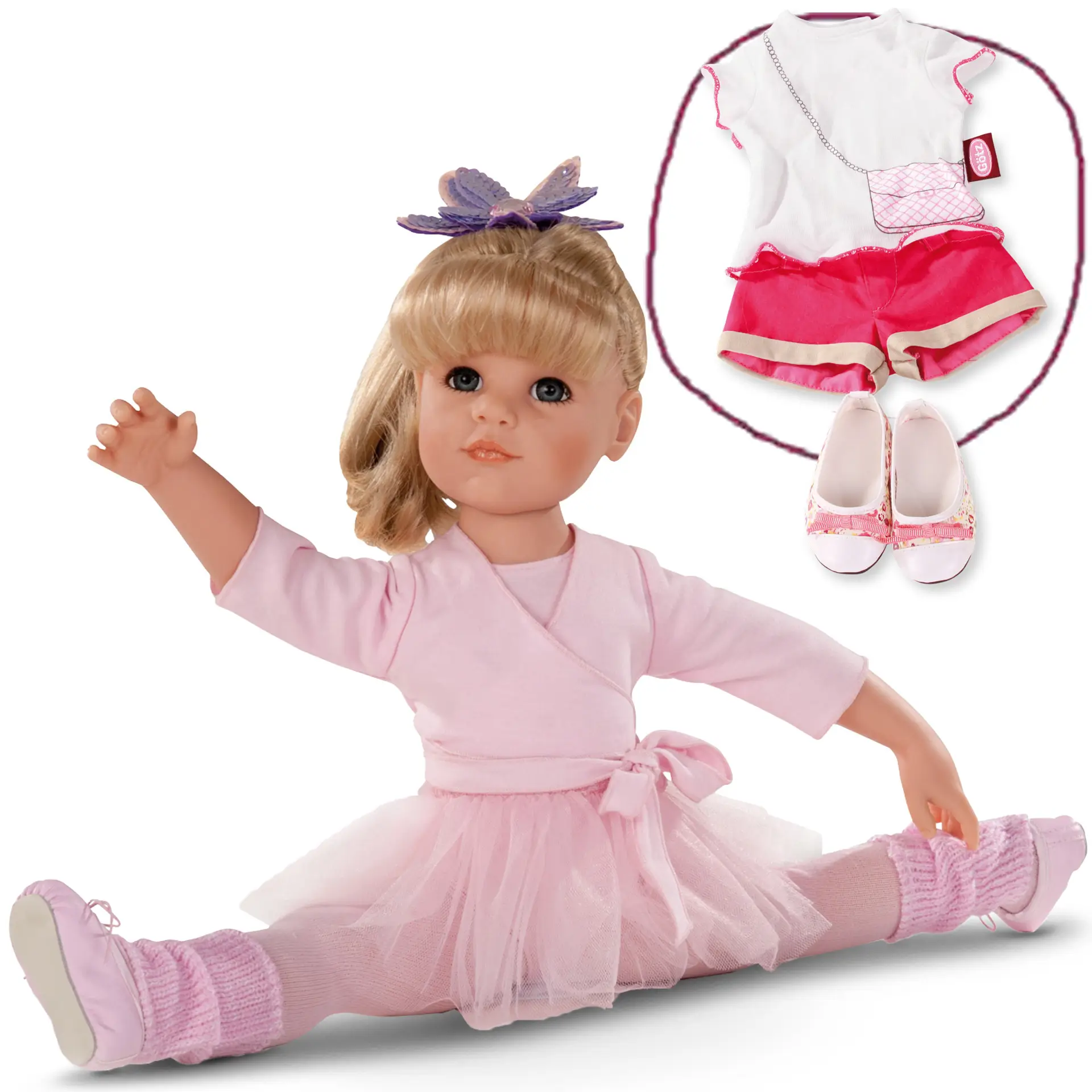 1359067-hannah-at-the-ballet-stehpuppe-goetz hannah-at-the-ballet-stehpuppe-goetz-ballettrock-strumpfhose-wickeljacke-ballettschuhe-stulpen-shorts-ballerinas-shirt-haargummi-blond-body