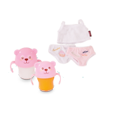 Saftflasche Milchflasche Unterhose und Unterhemd fuer Babypuppen und Stehpuppen