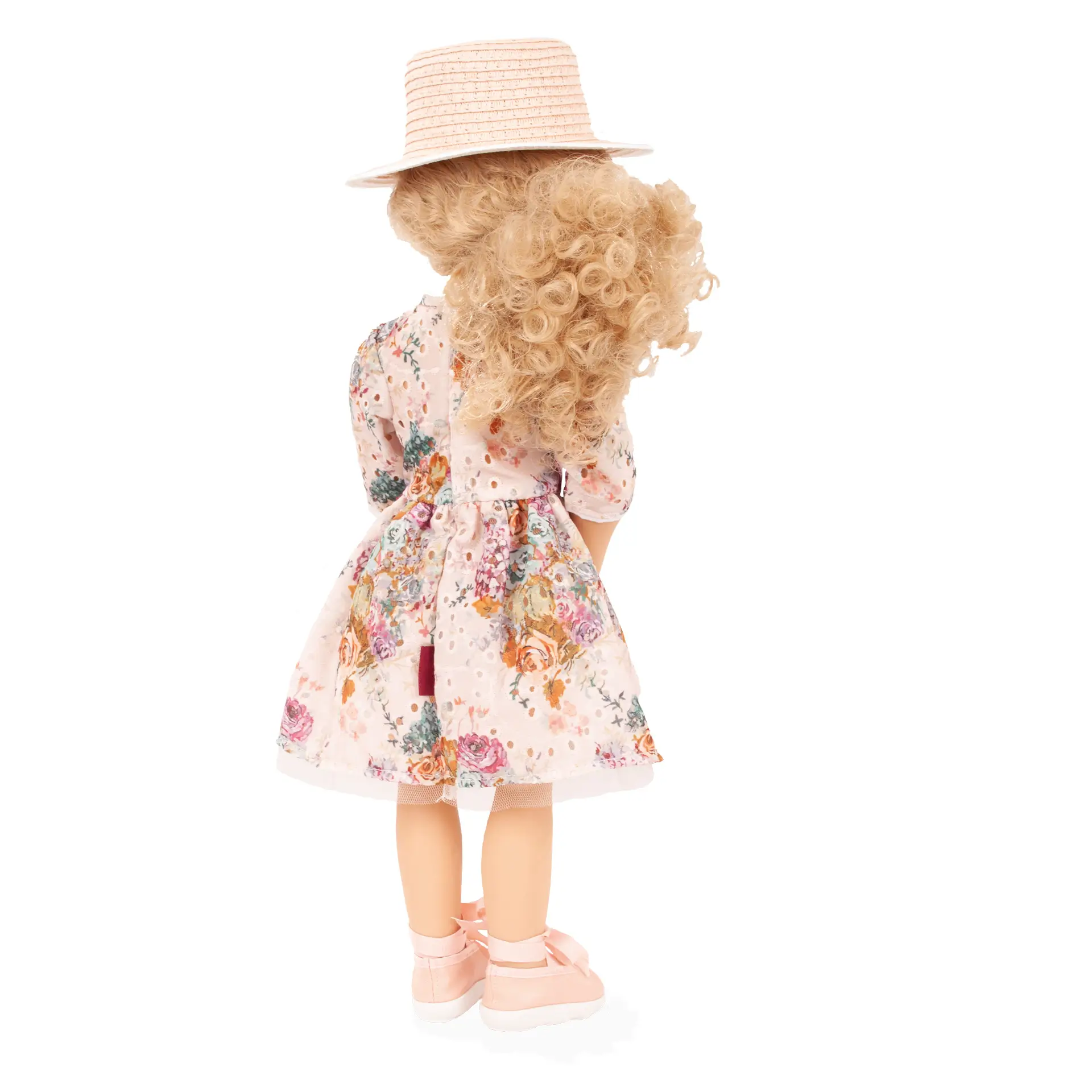 2566503 Happy Kidz Greta Multigelenkstehpuppe Goetz happy-kidz-greta-multigelenkstehpuppe-goetz-hut-sommerkleid-tuellrock-locken-blond-langhaarig-sommerschuhe-ballerinas