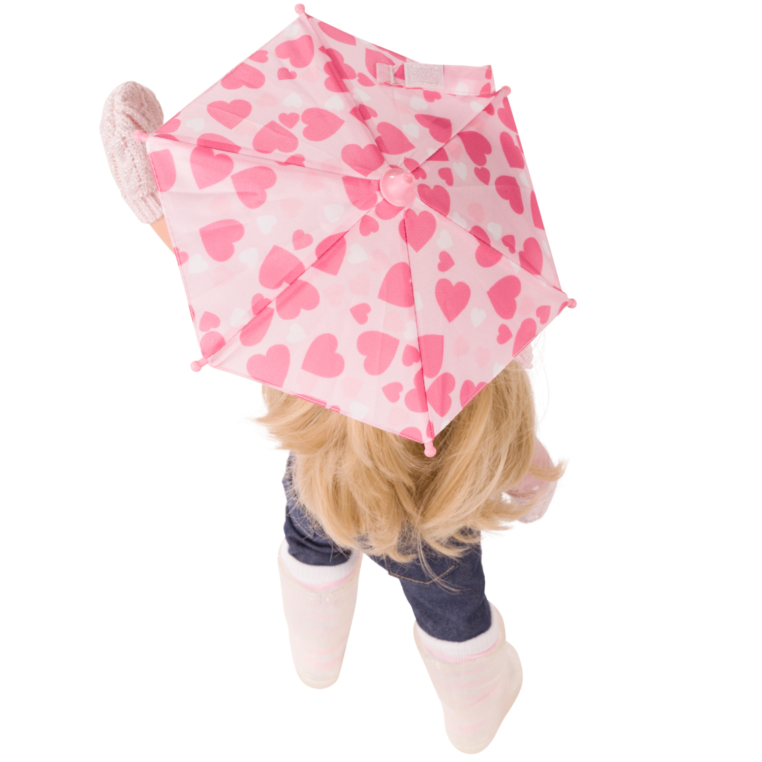 1959093-hannah-all-year-round-stehpuppe-goetz 1959093-hannah-all-year-round-stehpuppe-goetz-rueckansicht-regenschirm-gummischirm-jeans-blonde-haare