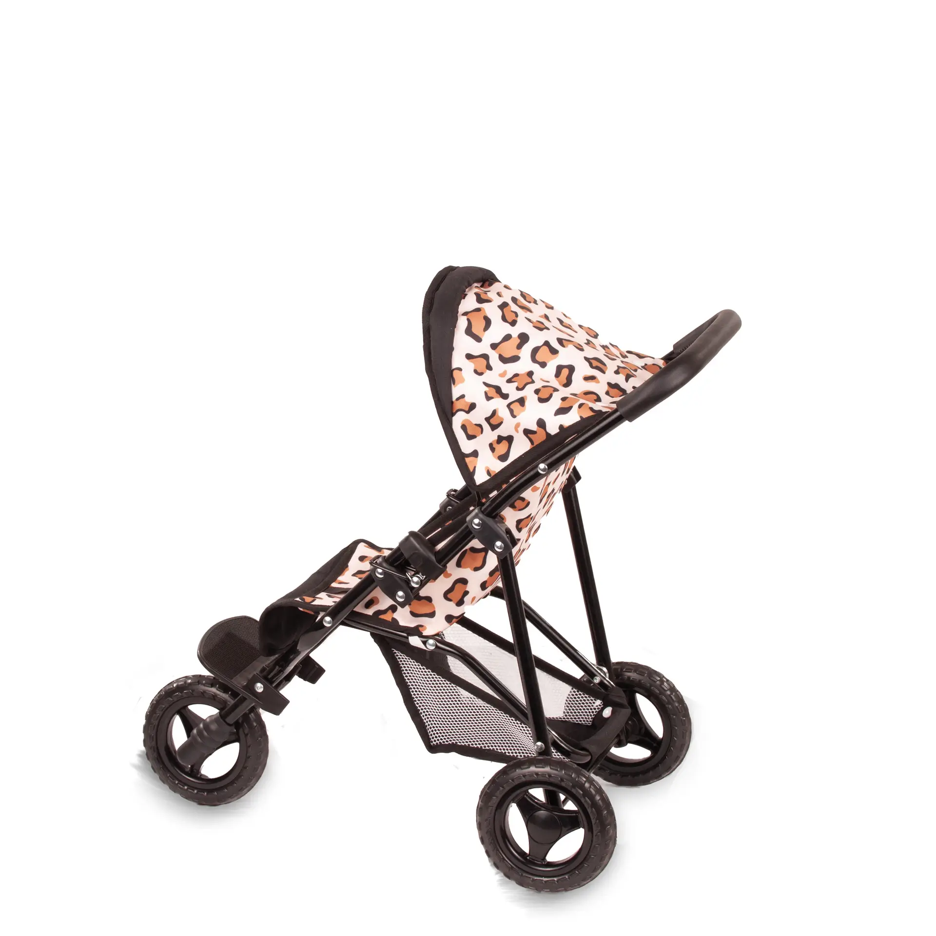 Dreirad Puppenbuggy Klein Tiger in schwarz-beige mit Tigermuster mti Einkaufsnetz und Sonnenverdeck fuer die Kleinsten, Seitenansicht von Goetz