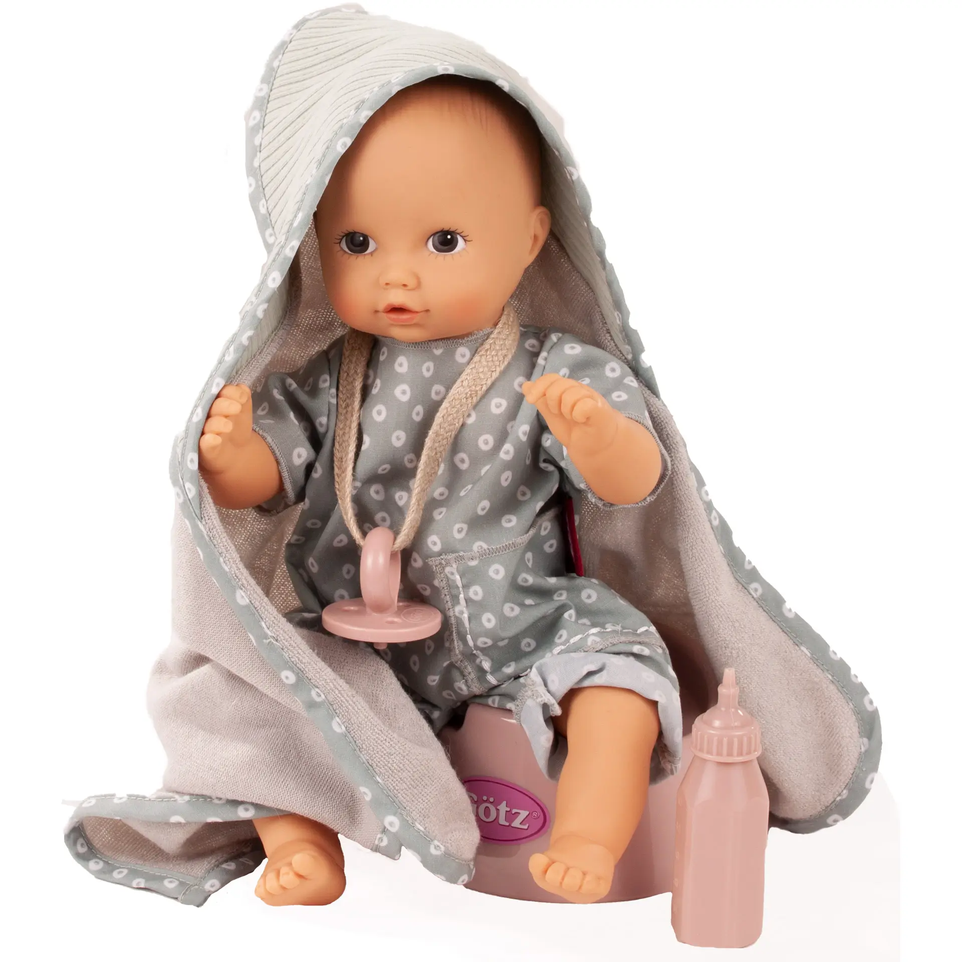 2253045-aquini-girl-avocado-badepuppe-goetz aquini-girl-avocado-badepuppe-badetuch-topf-schnuller-trinkflasche-kapuzentuch-anzug-badepuppe-babypuppe
