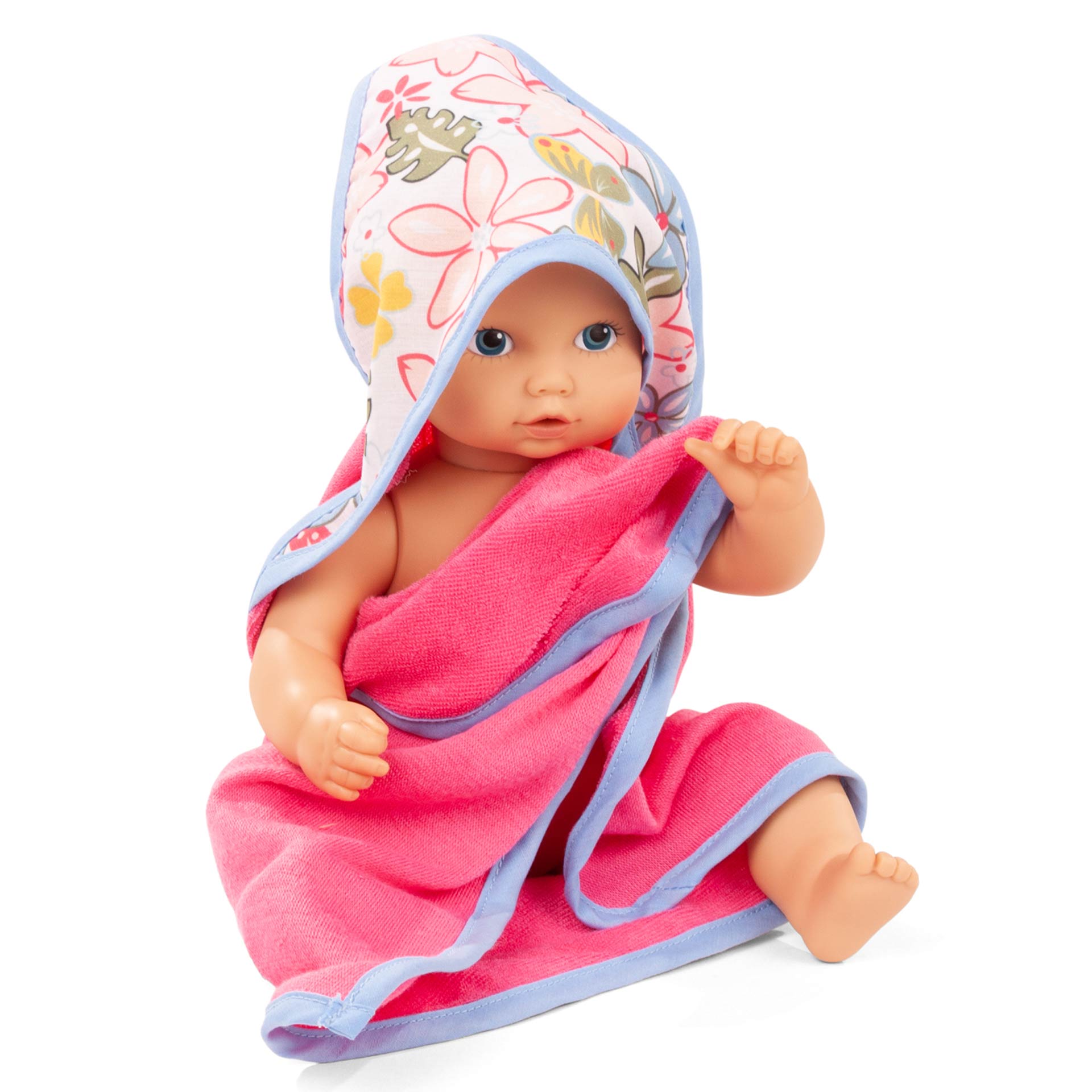 2153042-aquini-maedchen-minimaxi-babypuppe-goetz aquini-maedchen-minimaxi-babypuppe-kapuzentuch-mit-blumendruck-goetz