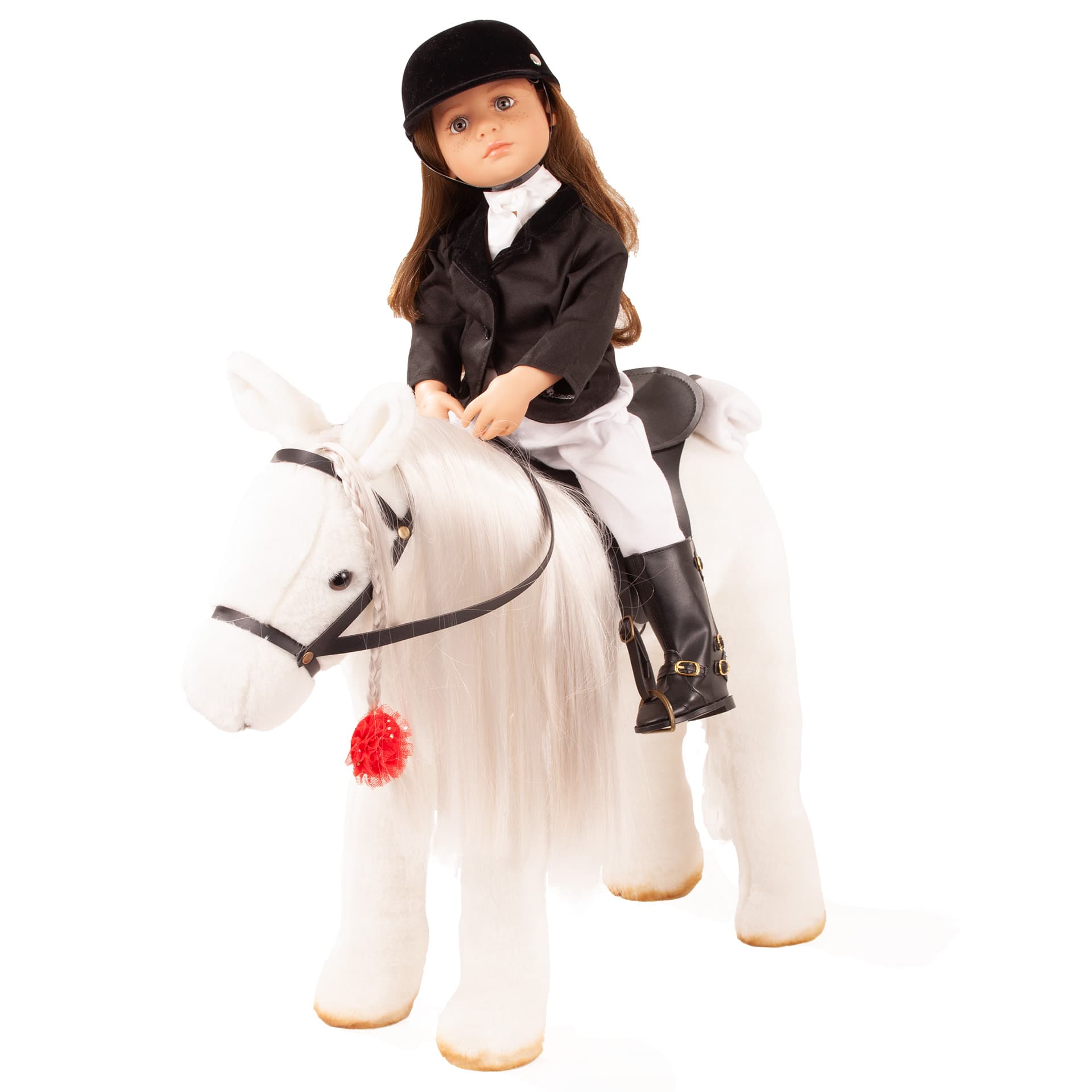 kaemmpferd-lipizzaner-goetz-puppe-reiterin-emo-weiss-picknickdecke-turnierpferd