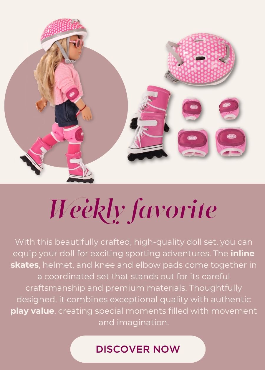 Inliner Set fuer Stehpupen Gr. 45-50 cm. In rosa-pink mit Helm, Inline-Skates und Arm- und Knieschonern von Goetz