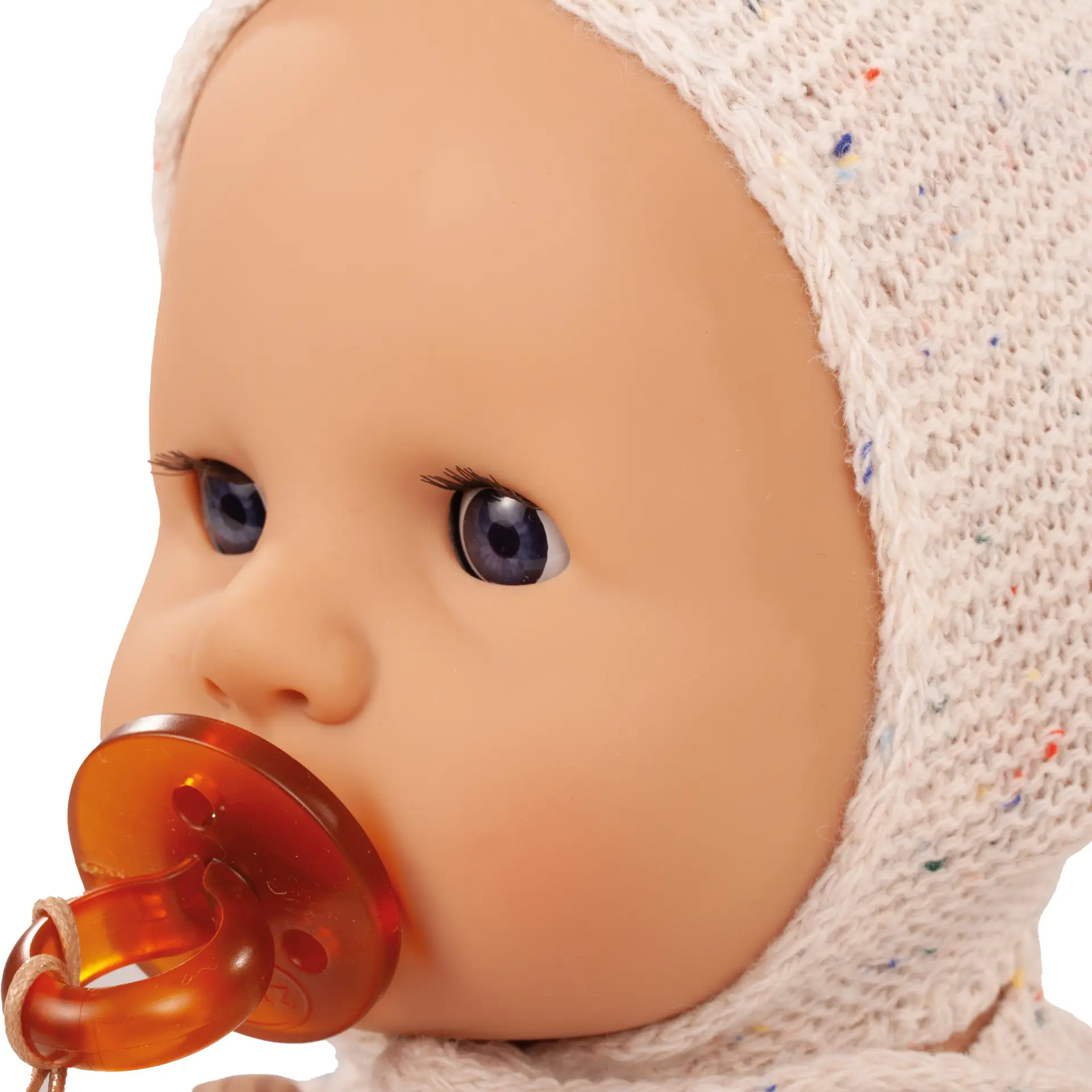 cookie-alles-strick-babypuppe-goetz-strickmuetze-schnuller-schlafaugen-ohne-haare-blaue-augen