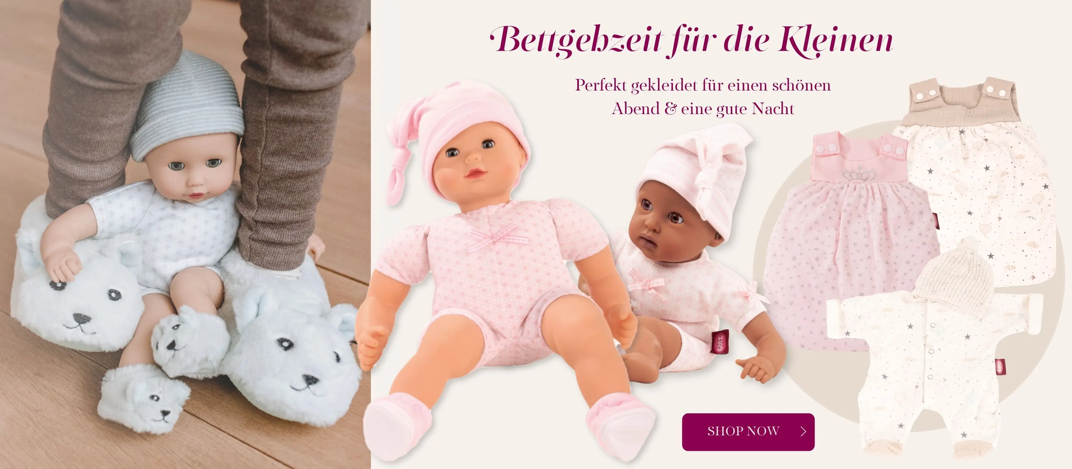 Alles für die Pyjama-Party für die Babypuppen von Götz