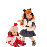 33 cm grosse Babypuppe und 50 cm grosse Stehpuppe in winterlicher Kleidung
