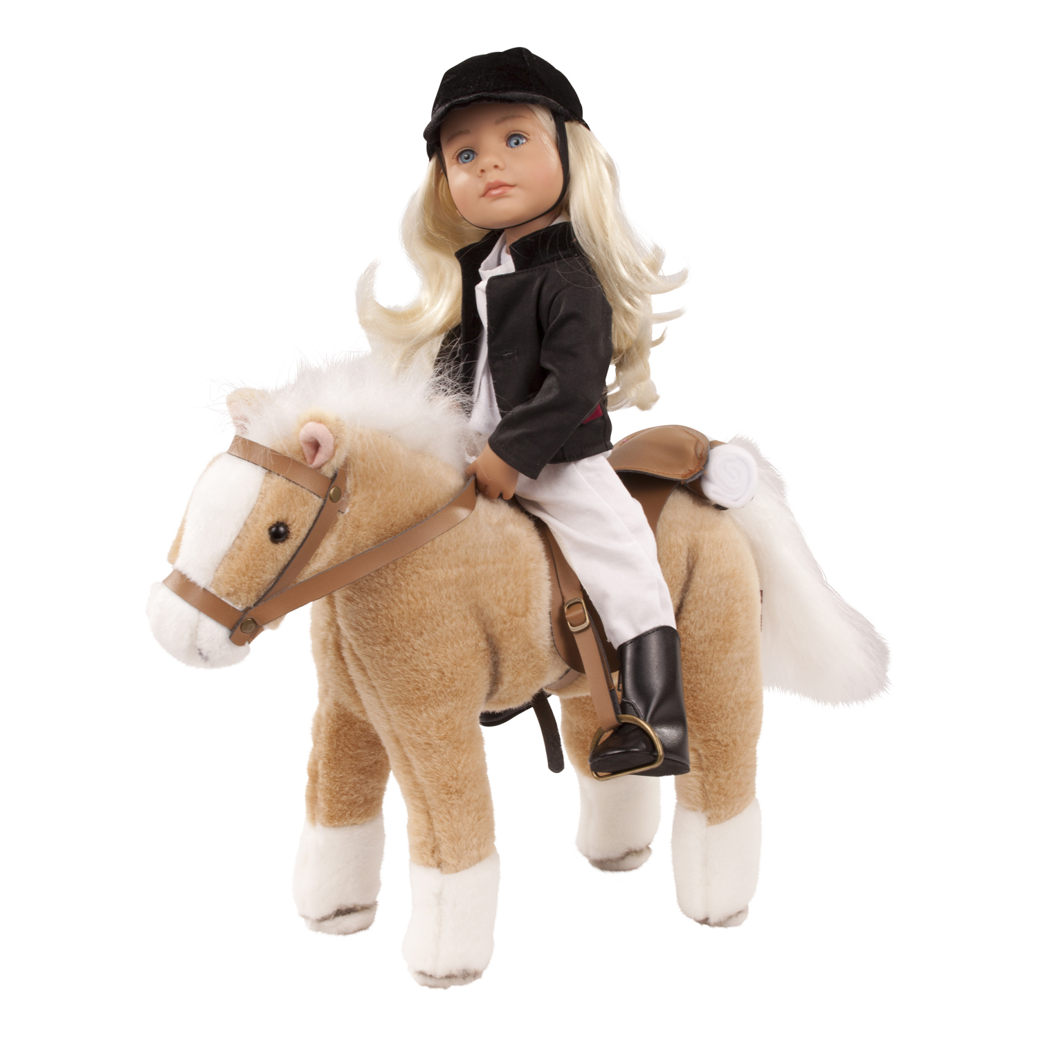 3401926-haflinger-fritz-plueschpferd-goetz haflinger-fritz-plueschpferd-goetz-little-kidz-stehpuppe-reitoutfit