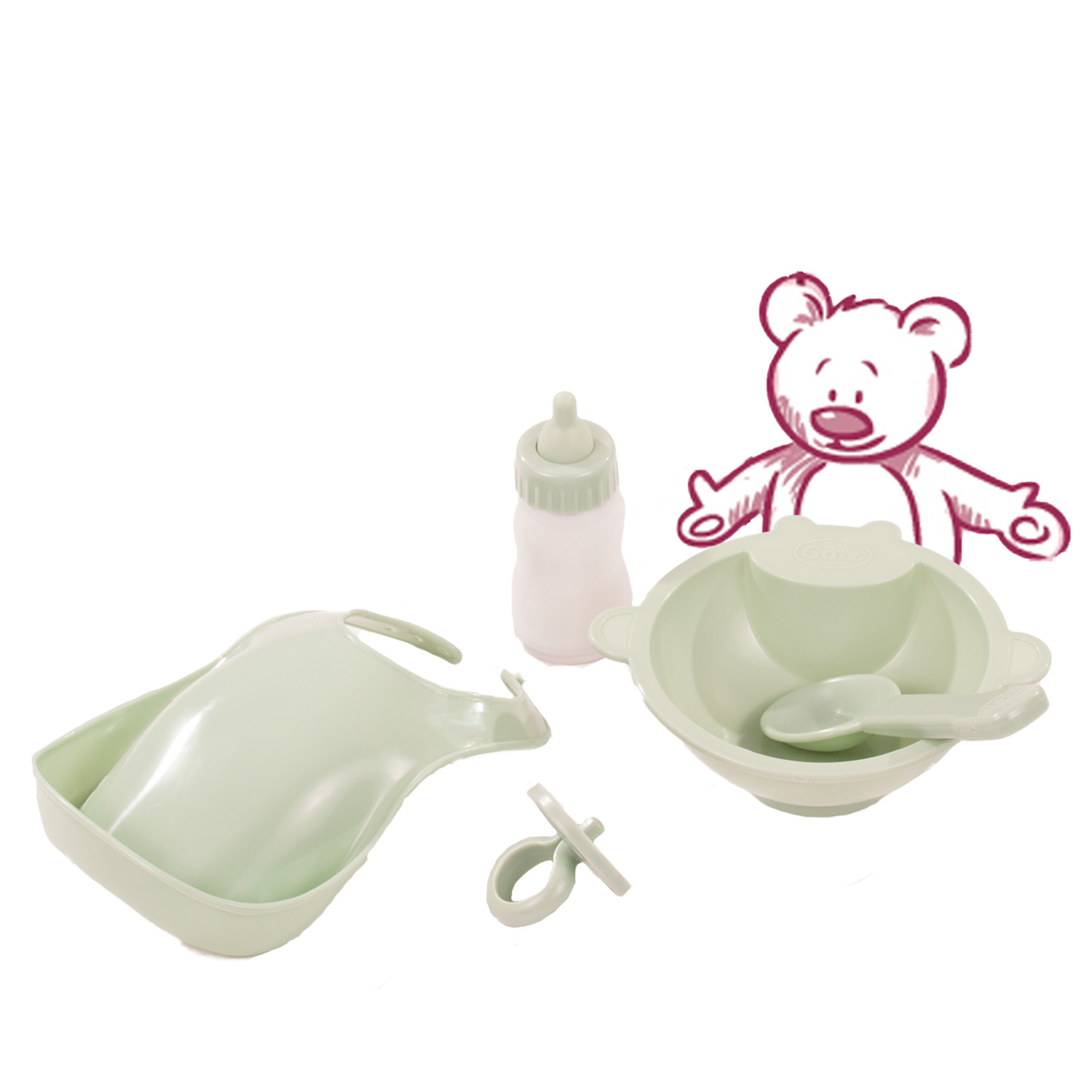 3403341-set-yummie-zubehoer-goetz set-yummie-goetz-schnuller-milchflasche-fuetterset-latz
