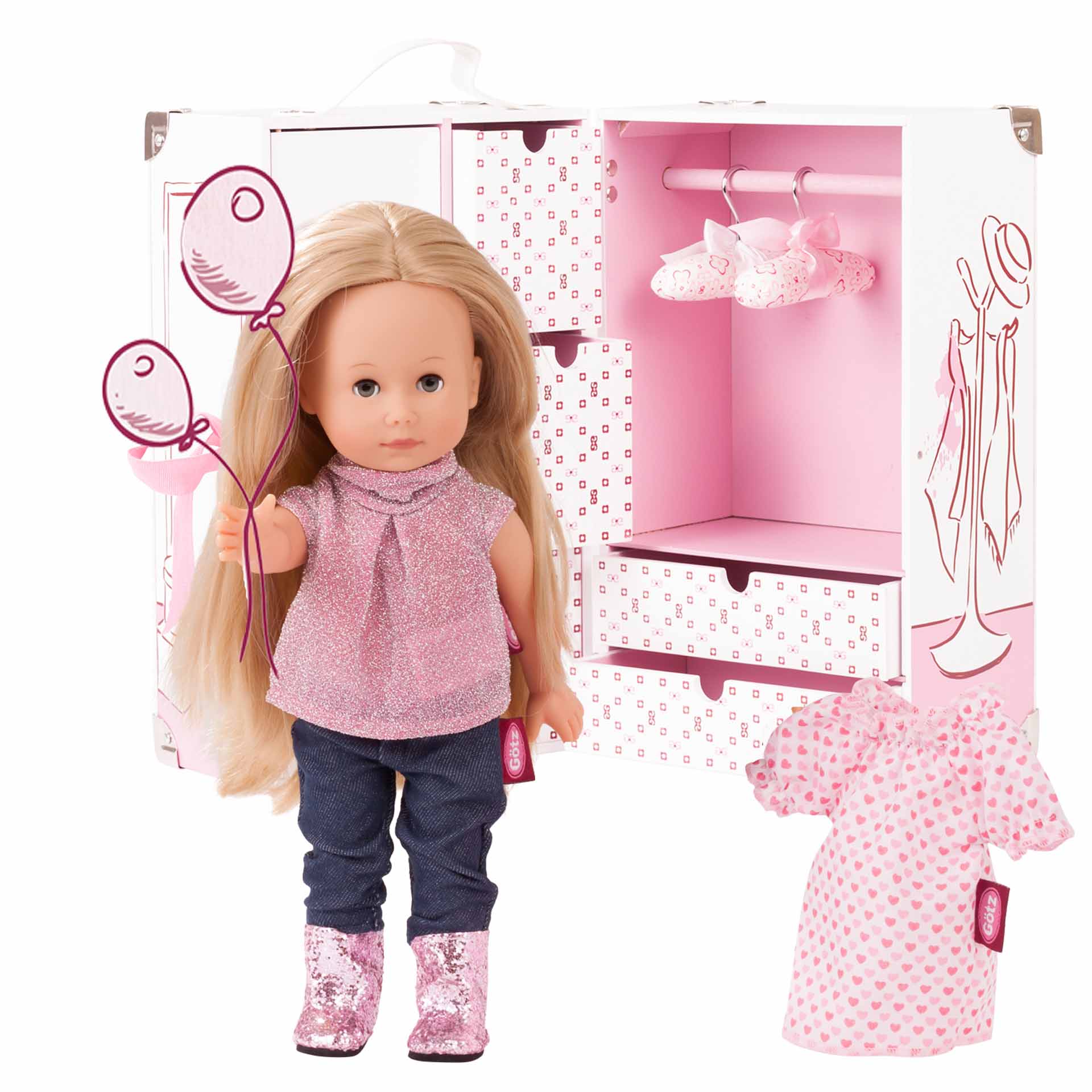 3403038-set-puppenschrank-karl-just-like-me-edition-hg 3403038-set-puppenschrank-karl-stehpuppe-just-like-me-kleiderbuegel-jeans-stiefel-tunika-nachthemd-goetz-zuhehoer
